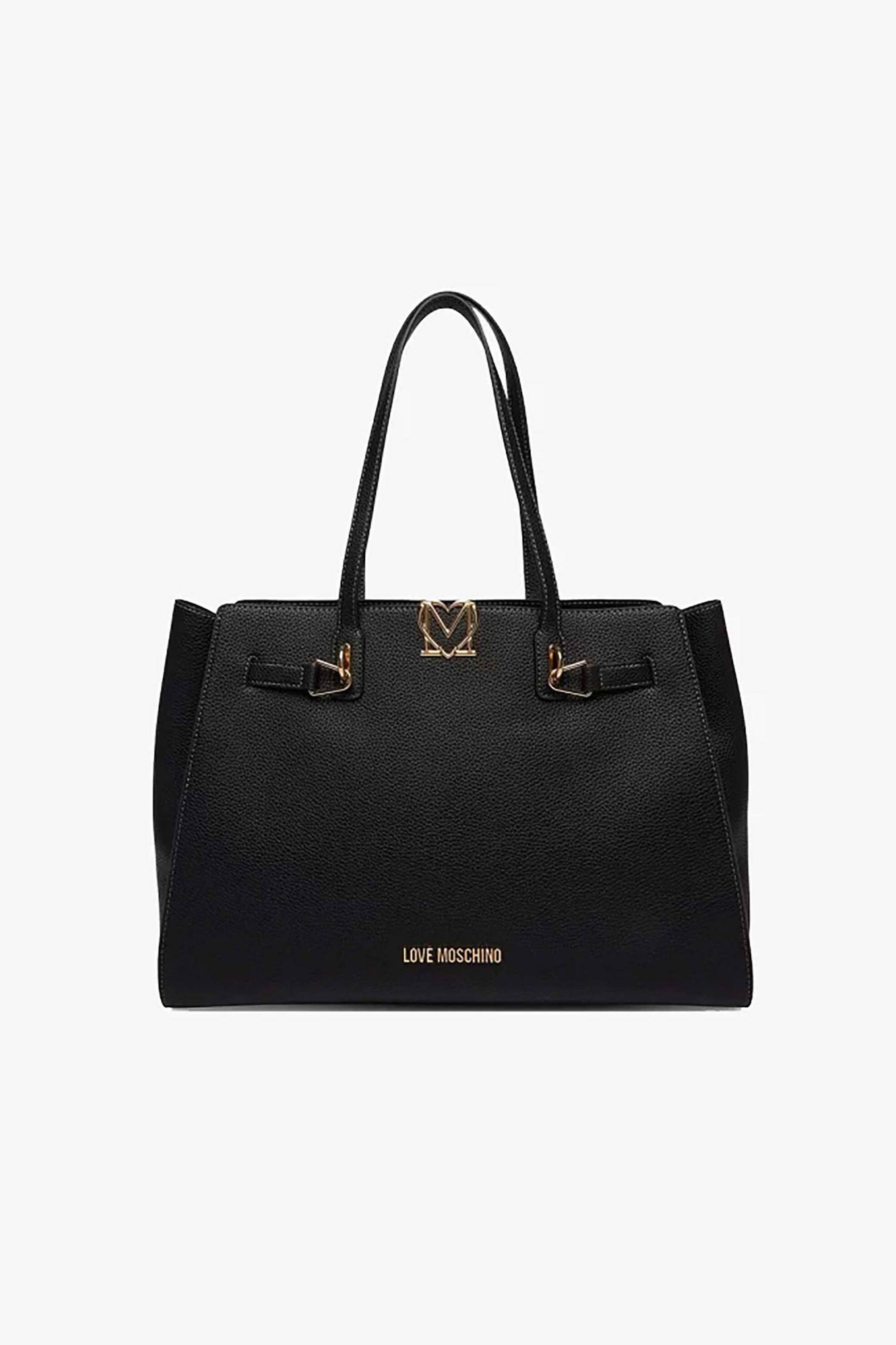 Love Moschino γυναικεία τσάντα shopper με μεταλλικό λογότυπο και σχήμα καρδιάς - JC4124PP1OLM0 Μαύρο