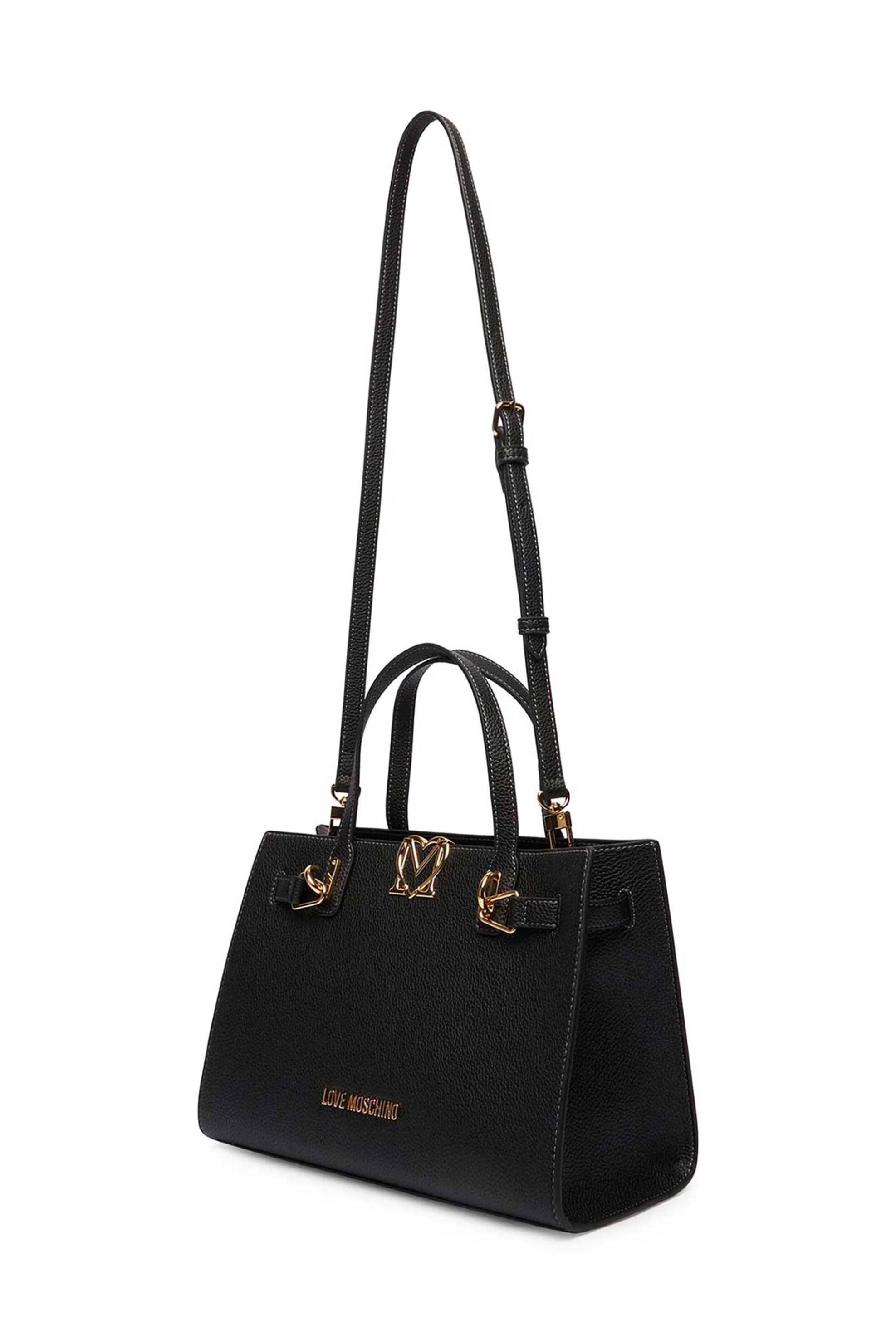 LOVE MOSCHINO Love Moschino γυναικεία τσάντα χειρός με μεταλλικό λογότυπο - JC4126PP1OLM0 Μαύρο - 2