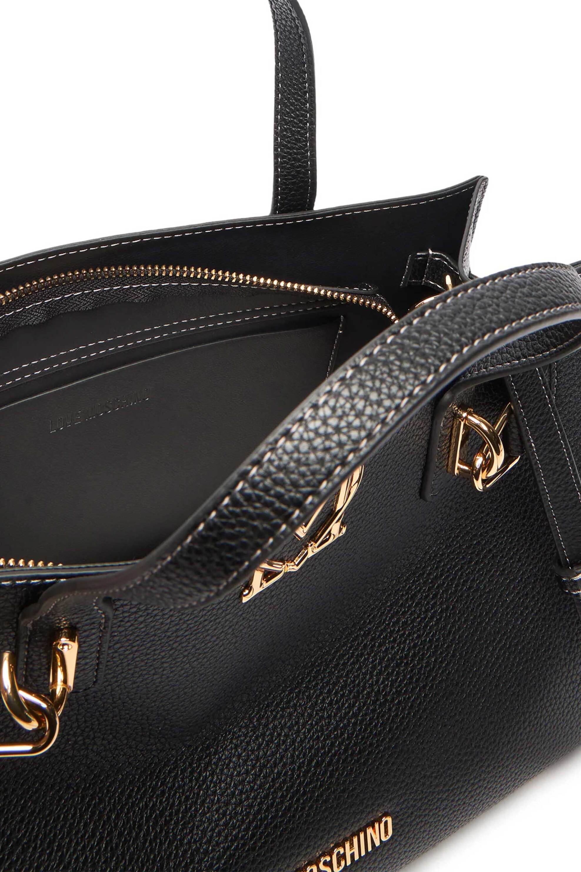 LOVE MOSCHINO Love Moschino γυναικεία τσάντα χειρός με μεταλλικό λογότυπο - JC4126PP1OLM0 Μαύρο - 4
