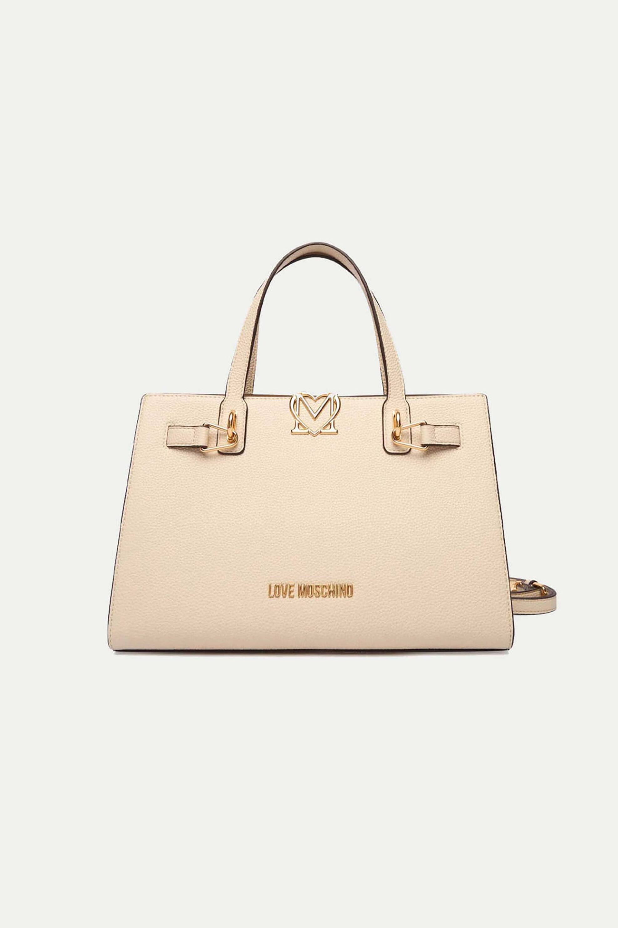 Love Moschino Love Moschino γυναικεία τσάντα χειρός με μεταλλικό λογότυπο - JC4126PP1OLM0 Εκρού