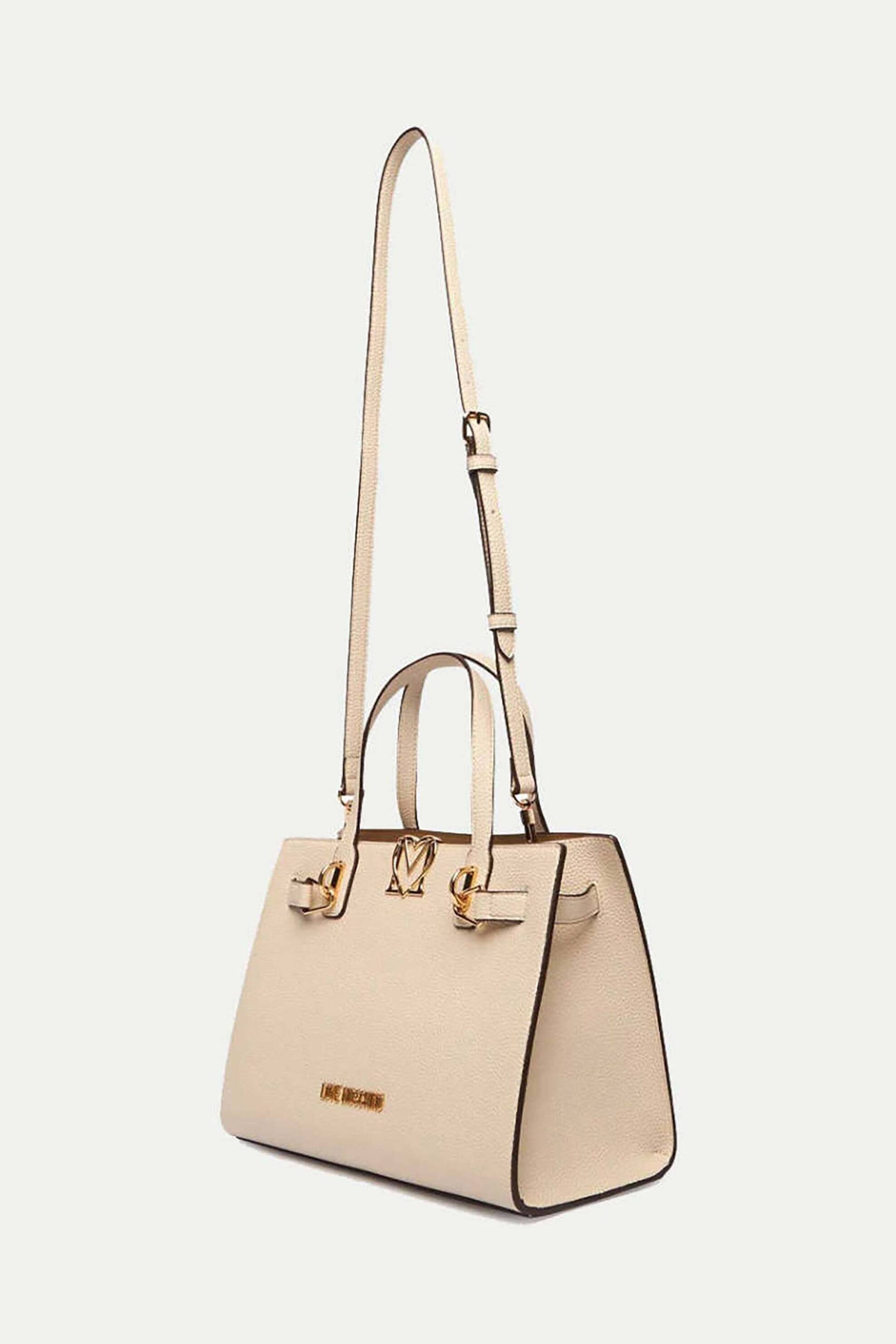 LOVE MOSCHINO Love Moschino γυναικεία τσάντα χειρός με μεταλλικό λογότυπο - JC4126PP1OLM0 Εκρού - 2