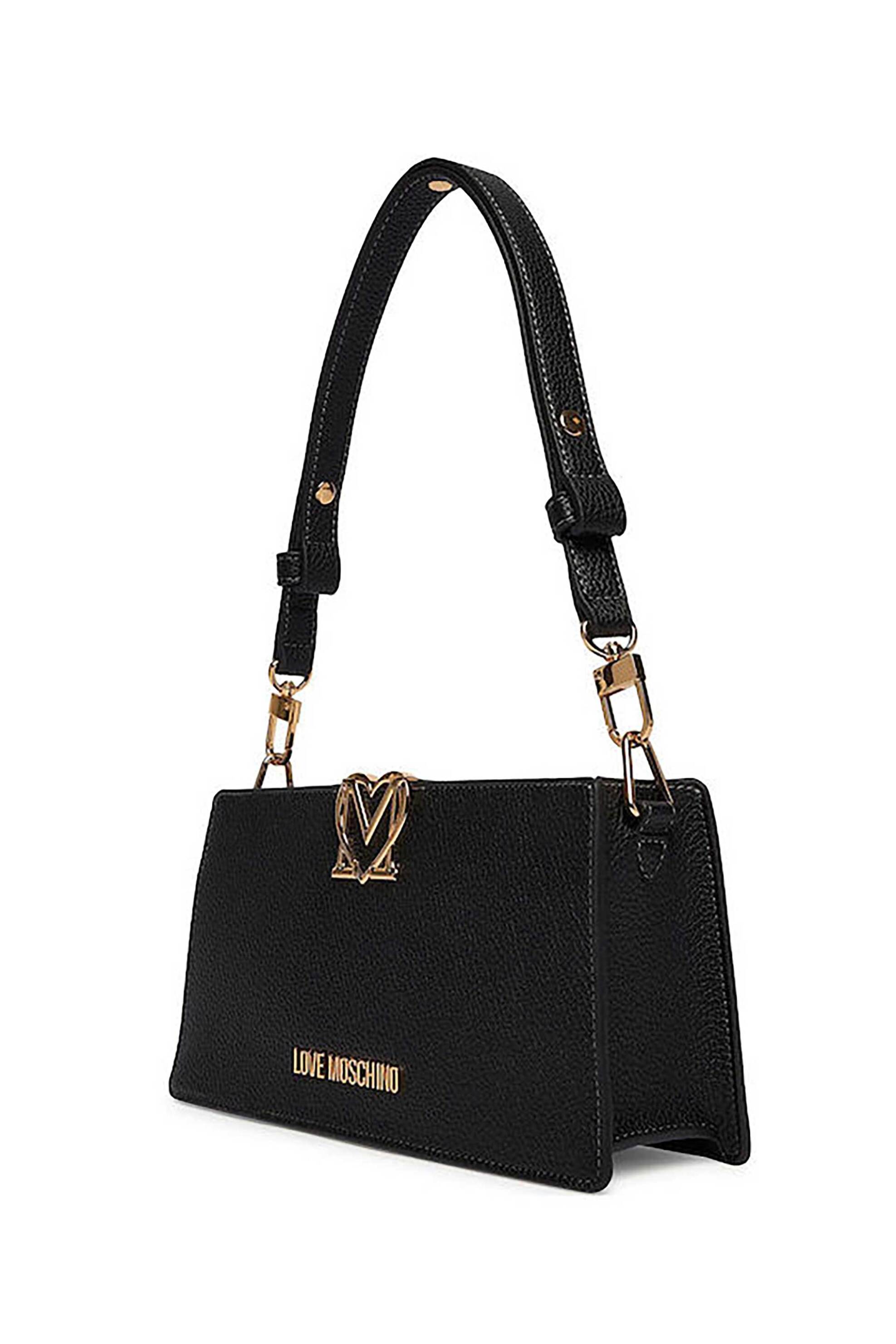 Love Moschino γυναικεία τσάντα ώμου με μεταλλικό λογότυπο - JC4128PP1OLM0 Μαύρο