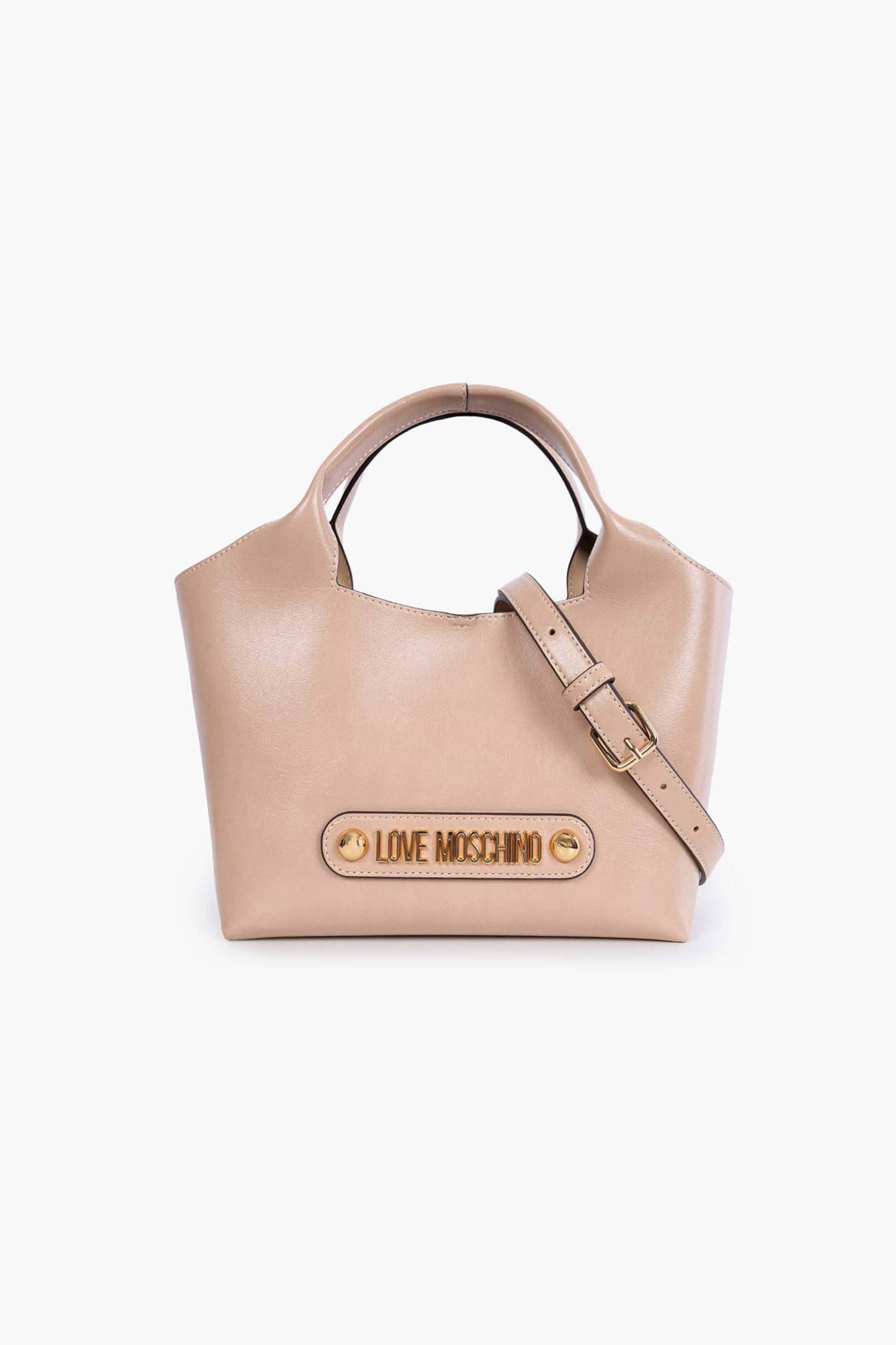 Love Moschino γυναικεία τσάντα χειρός με μεταλλικό λογότυπο - JC4130PP1OLH0 Μπεζ