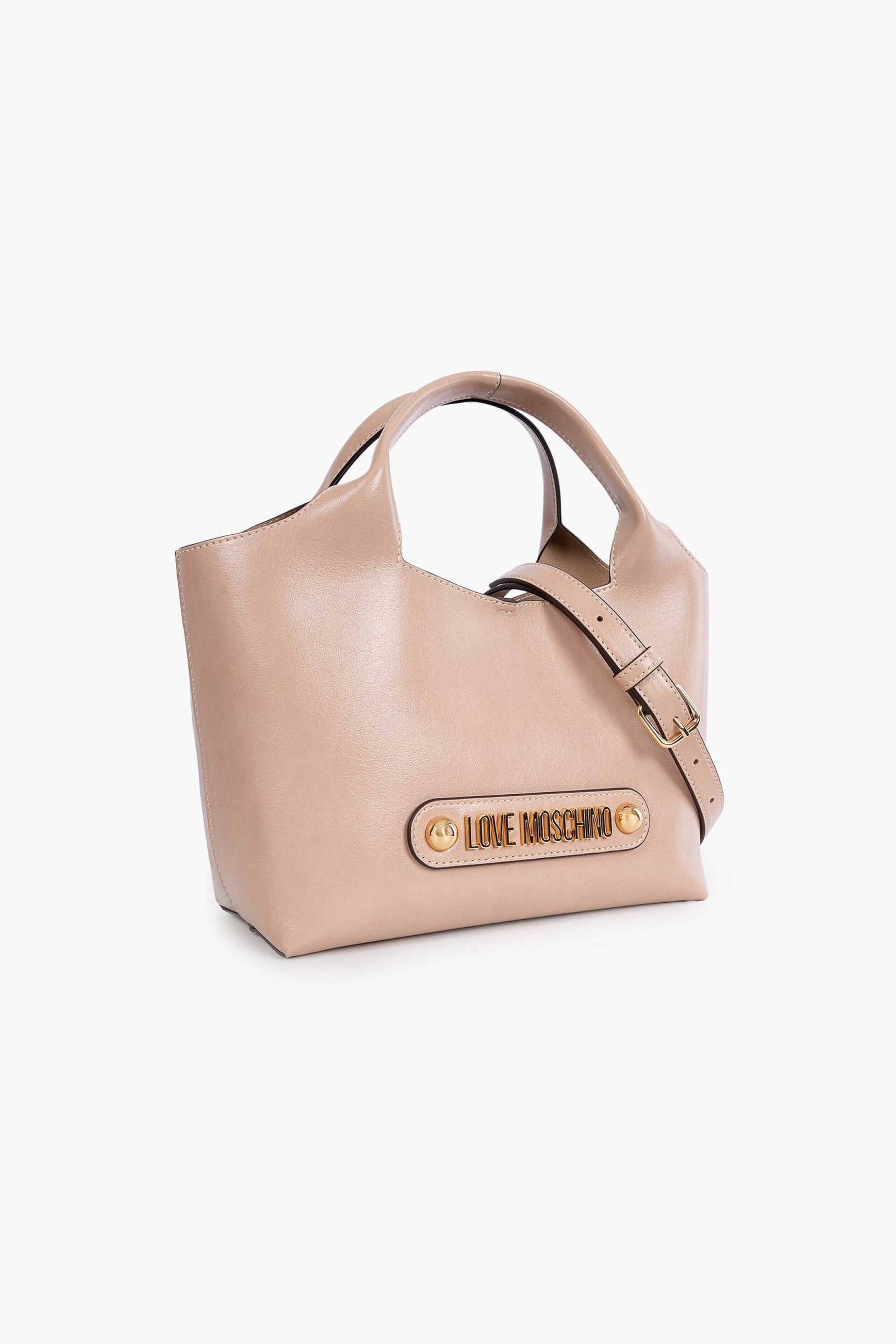 LOVE MOSCHINO Love Moschino γυναικεία τσάντα χειρός με μεταλλικό λογότυπο - JC4130PP1OLH0 Μπεζ - 2