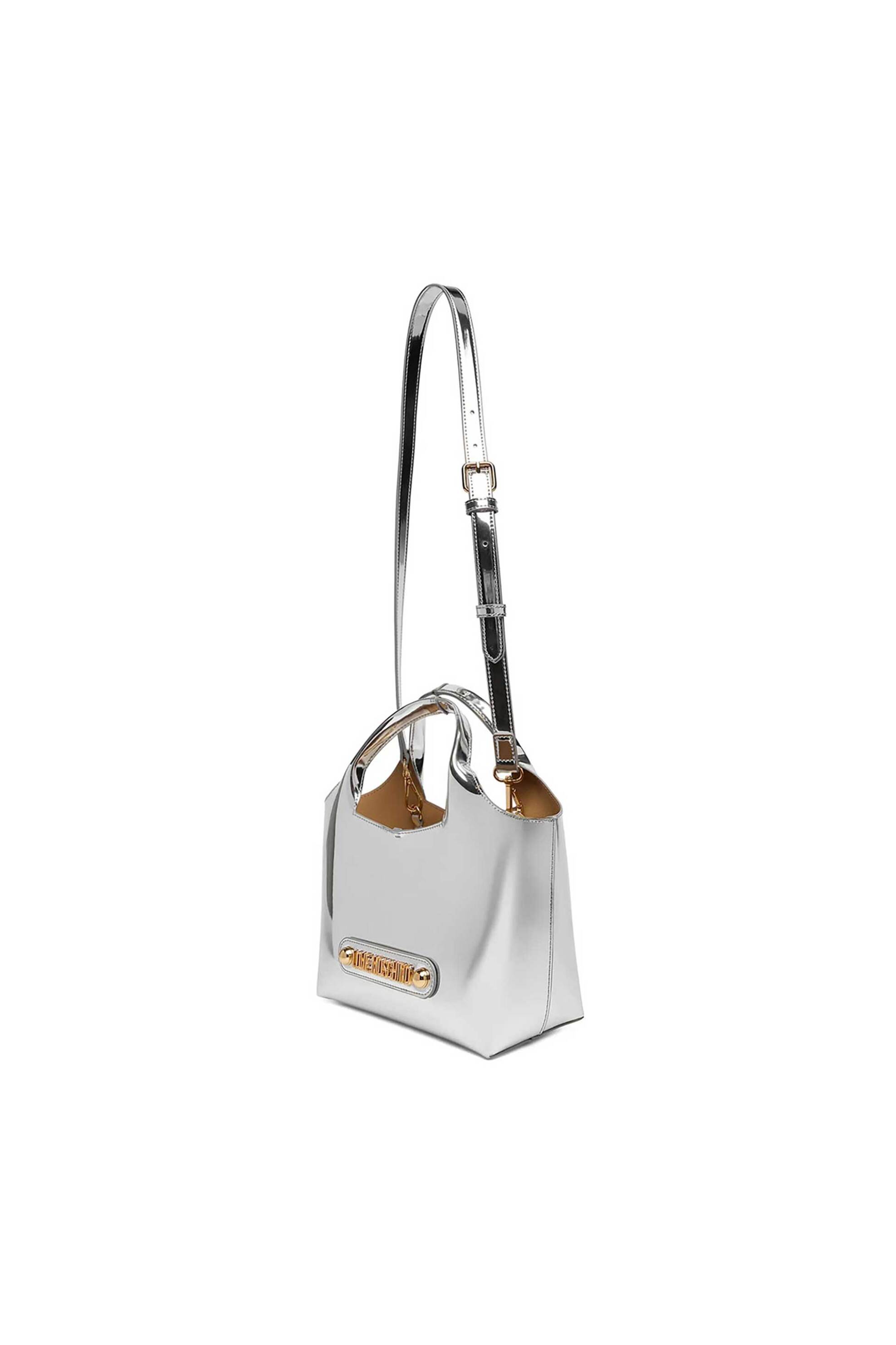 LOVE MOSCHINO Love Moschino γυναικεία τσάντα χειρός με γυαλιστερή όψη - JC4133PP1OLP0 Ασημί - 2