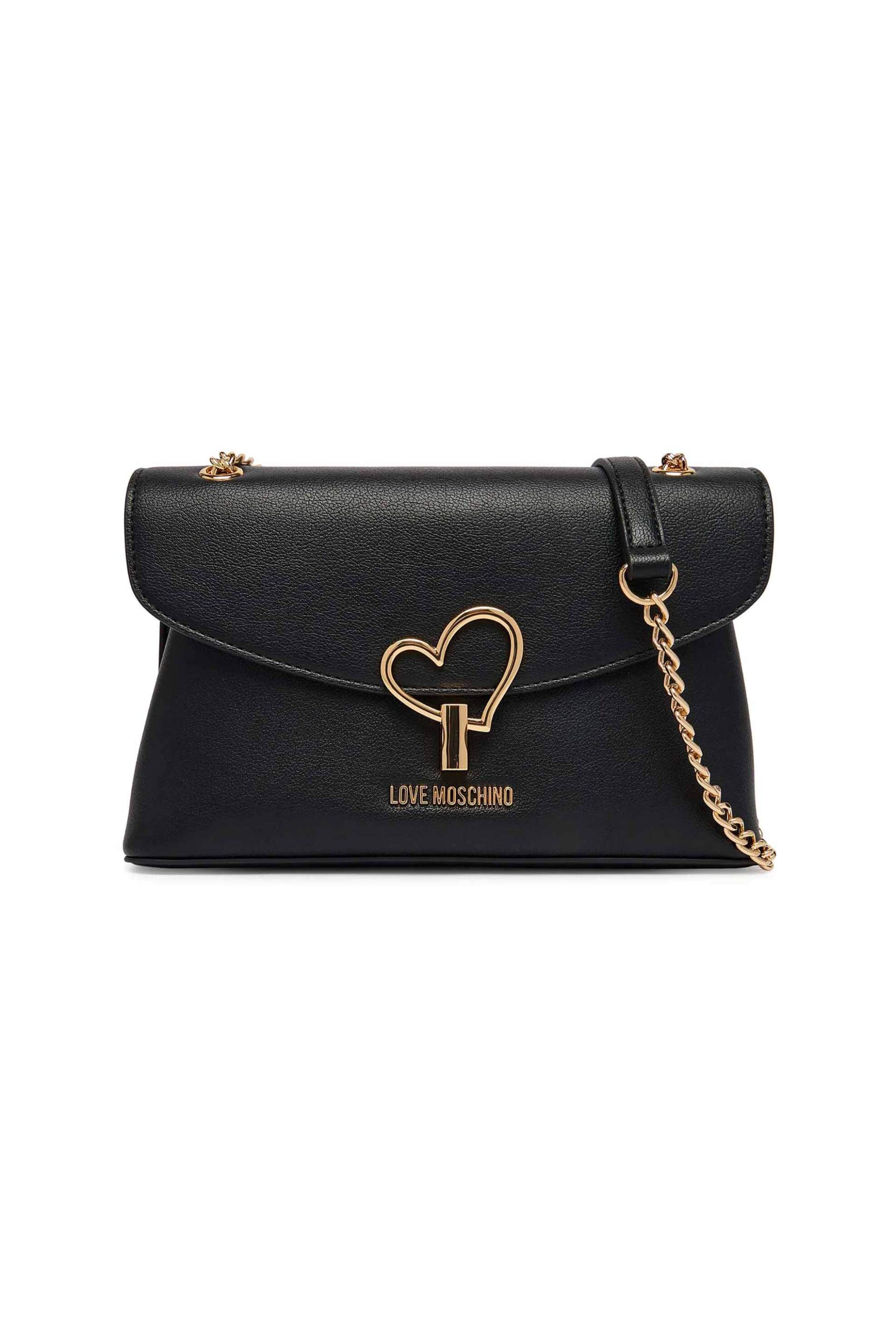 LOVE MOSCHINO Love Moschino γυναικεία τσάντα ώμου/crossbody με μεταλλικό λογότυπο - JC4138PP1OLQ0 Μαύρο
