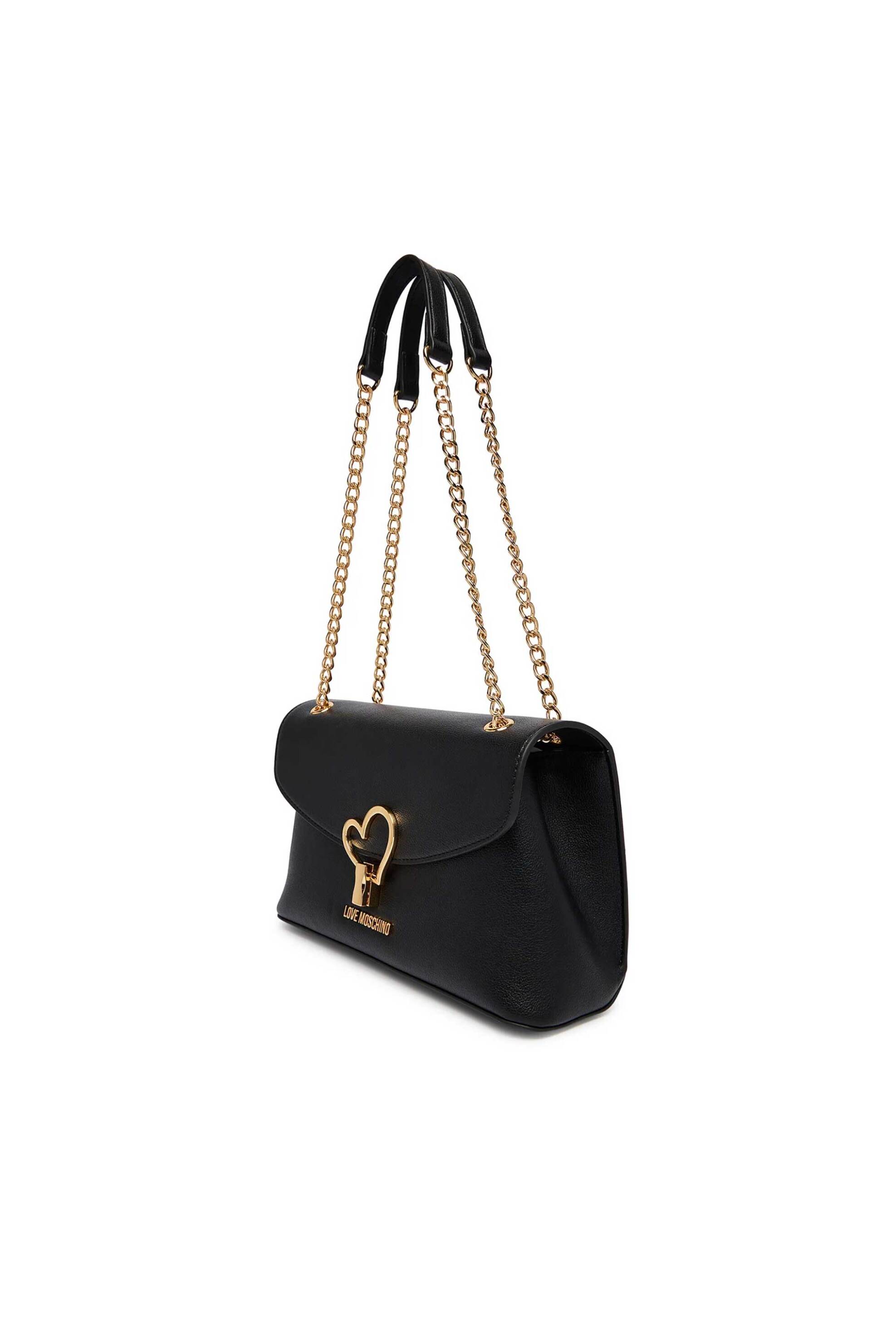 LOVE MOSCHINO Love Moschino γυναικεία τσάντα ώμου/crossbody με μεταλλικό λογότυπο - JC4138PP1OLQ0 Μαύρο - 3