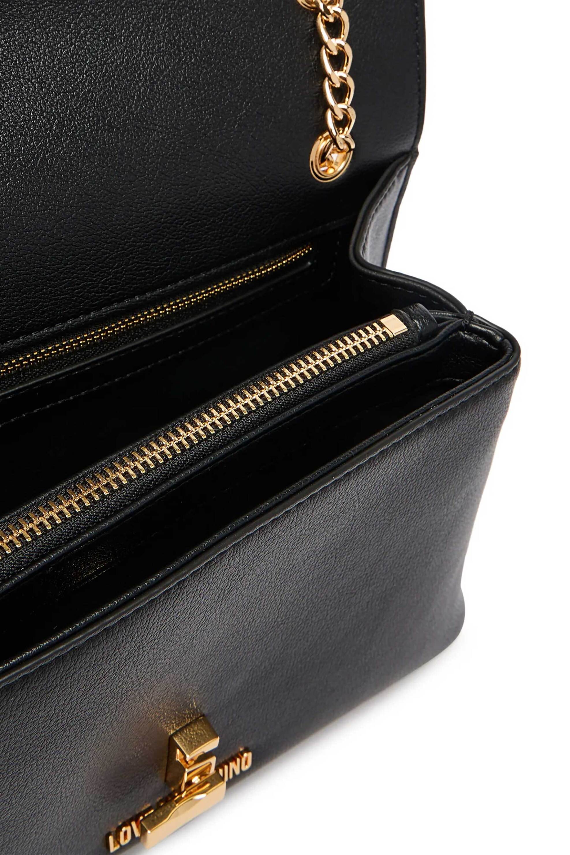 LOVE MOSCHINO Love Moschino γυναικεία τσάντα ώμου/crossbody με μεταλλικό λογότυπο - JC4138PP1OLQ0 Μαύρο - 4