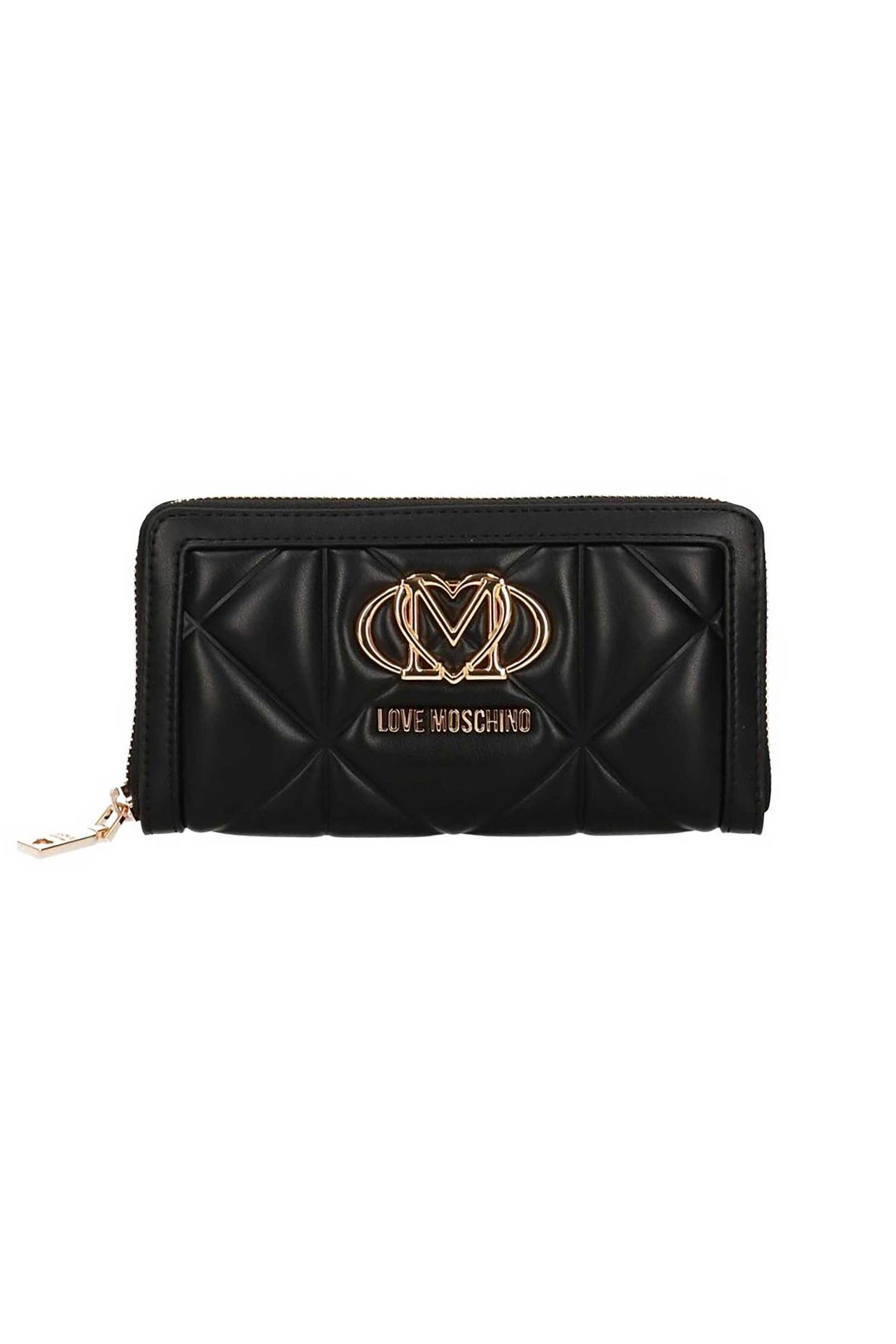 Love Moschino γυναικείο καπιτονέ πορτοφόλι μονόχρωμο με μεταλλικό λογότυπο - JC5644PP1OLC0 Μαύρο