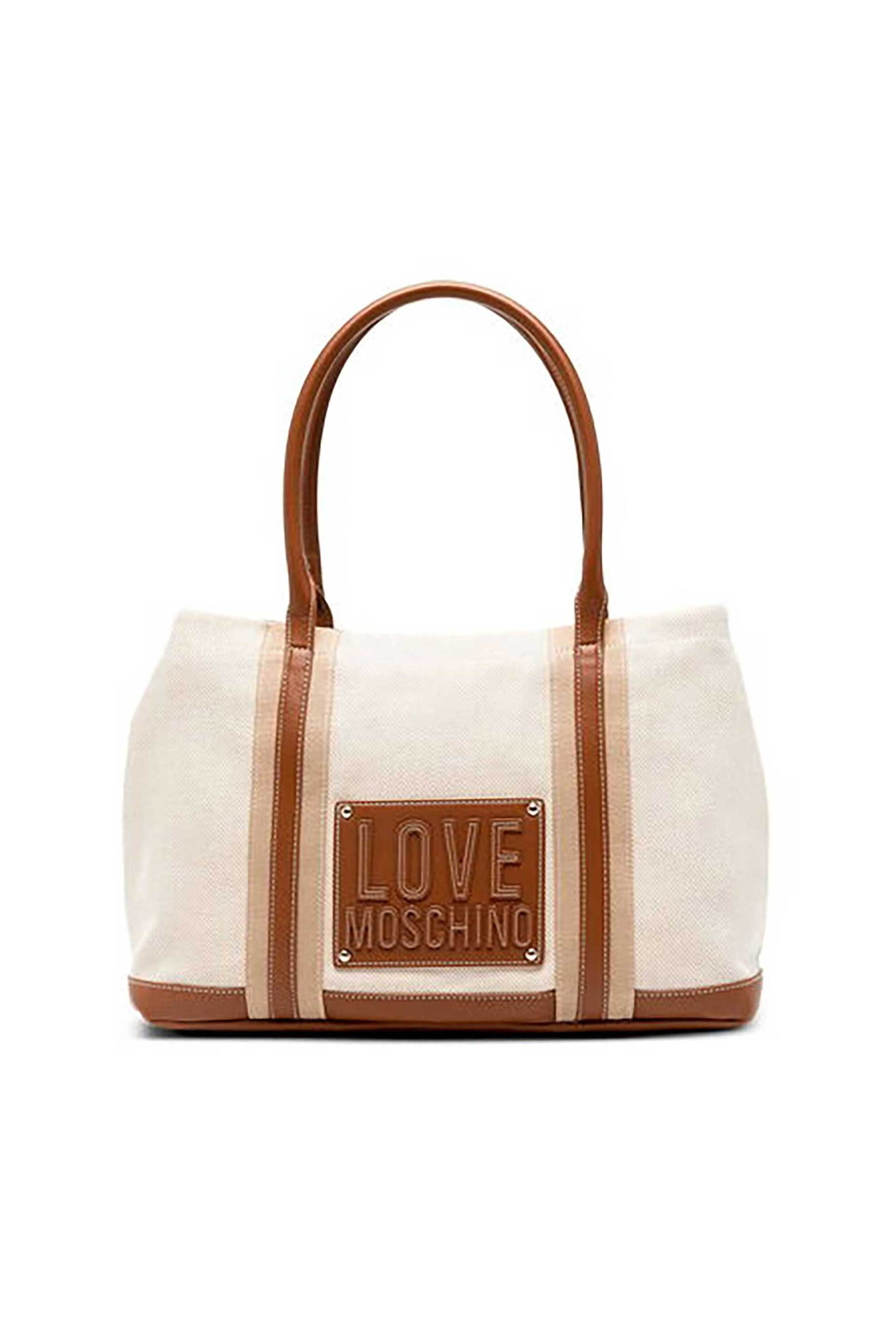 Love Moschino γυναικεία τσάντα shopper με logo patch - JC4064PP1OLZ1 Μπεζ