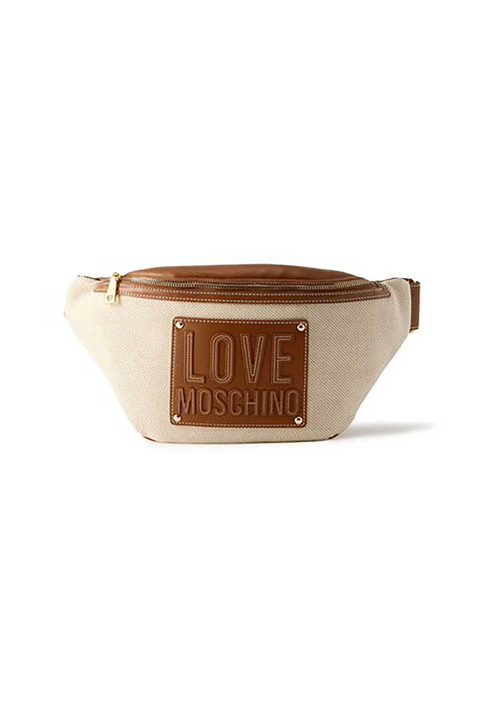 Love Moschino γυναικεία τσάντα μέσης με logo patch - JC4065PP1OLZ1 Μπεζ