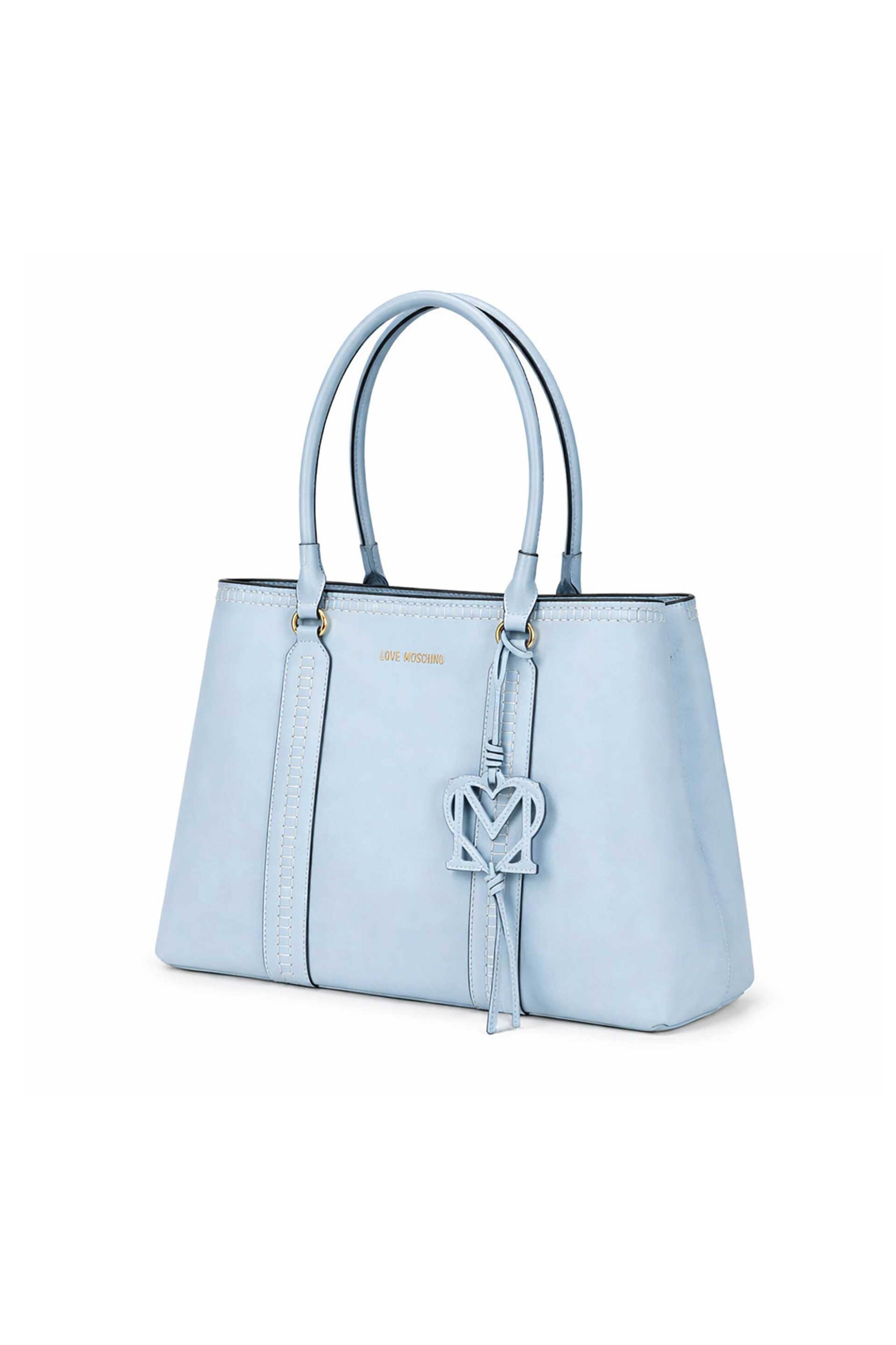Love Moschino γυναικεία τσάντα ώμου με μεταλλικό λογότυπο - JC4089PP1OLI0 Γαλάζιο
