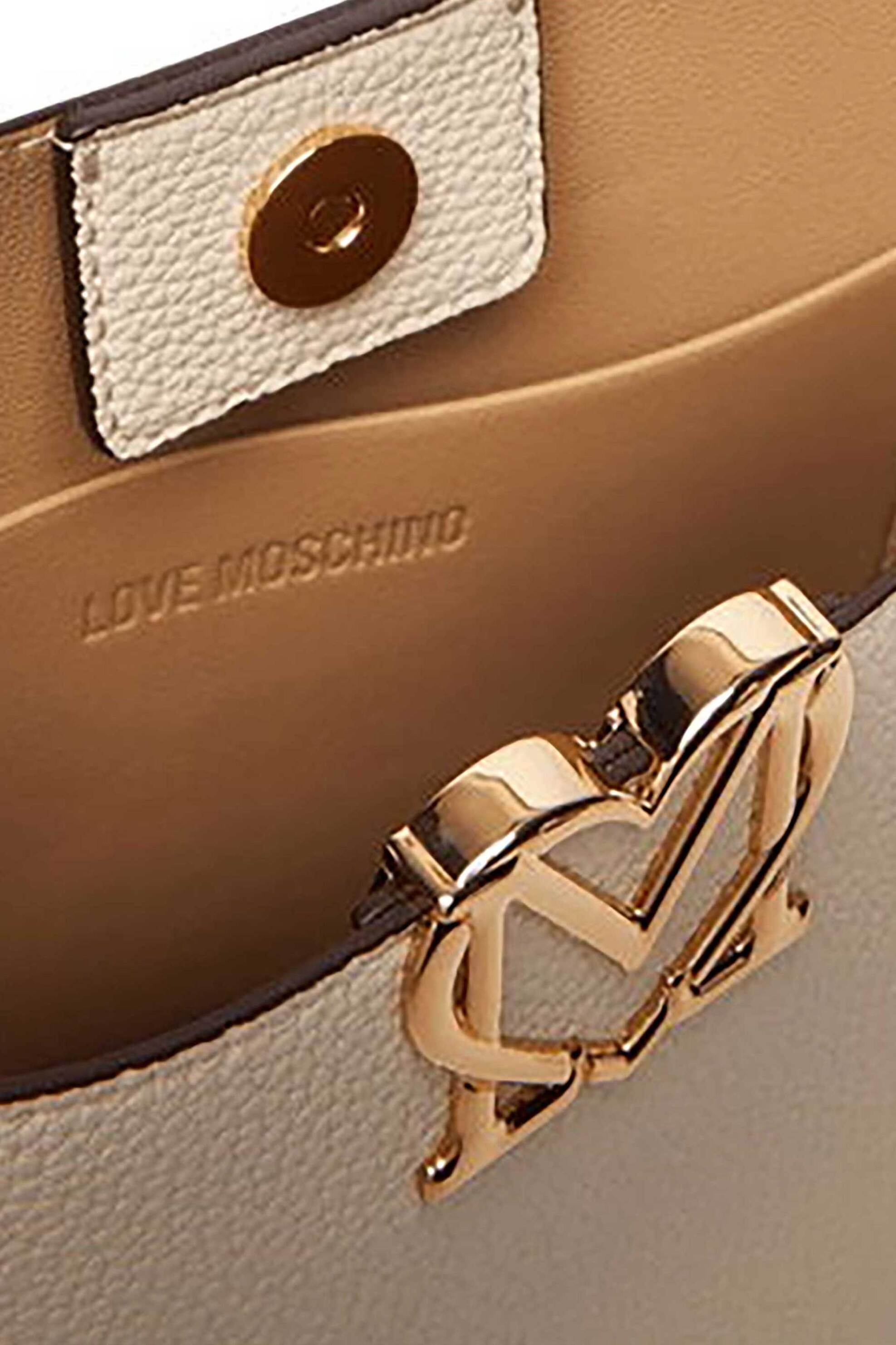 LOVE MOSCHINO Love Moschino γυναικεία τσάντα crossbody με μεταλλικό λογότυπο - JC4127PP1OLM0 Εκρού - 4