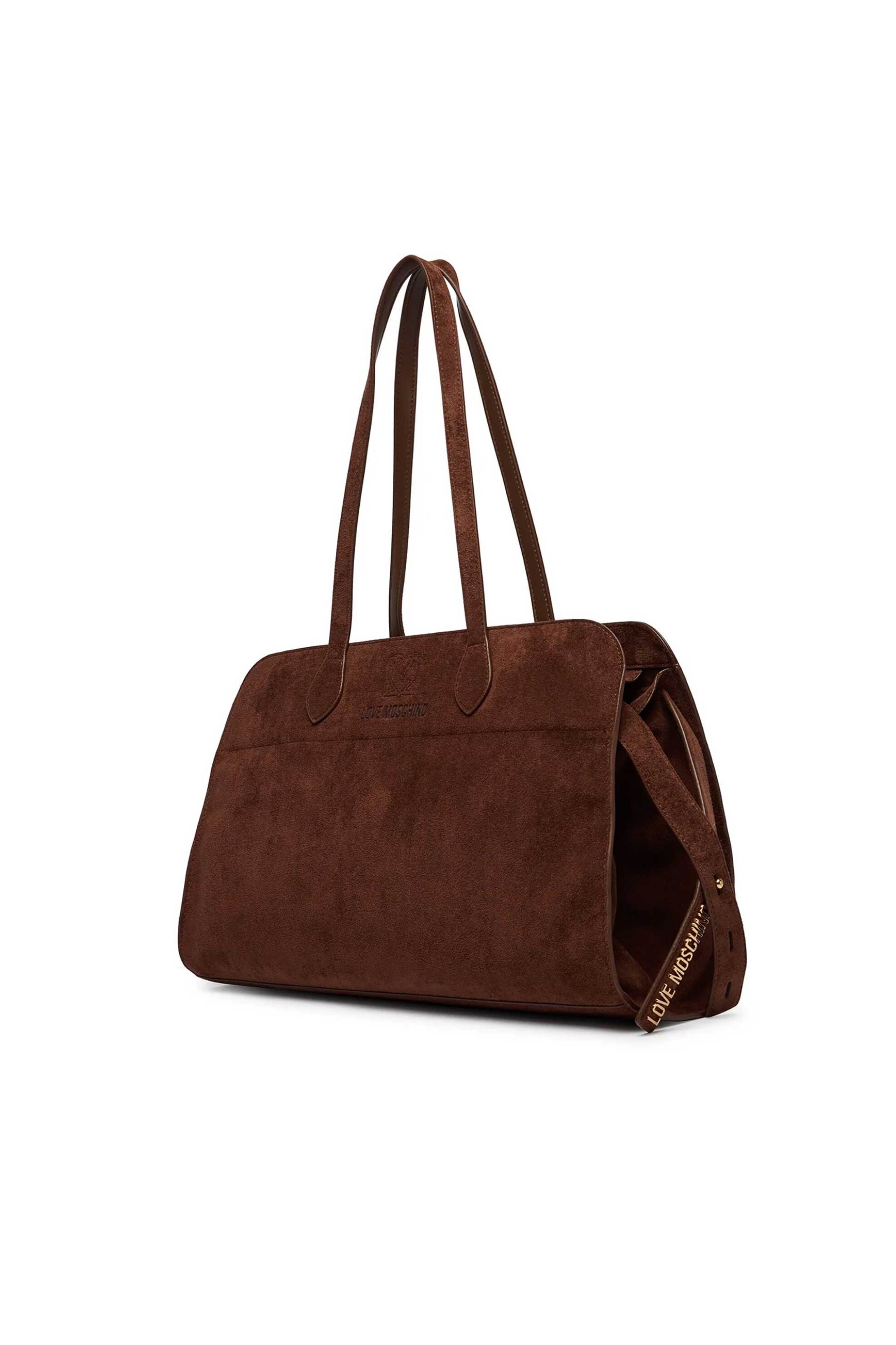 Love Moschino γυναικεία τσάντα tote με ανάγλυφο λογότυπο - JC4271PP0OKJ0 Καφέ Σκούρο