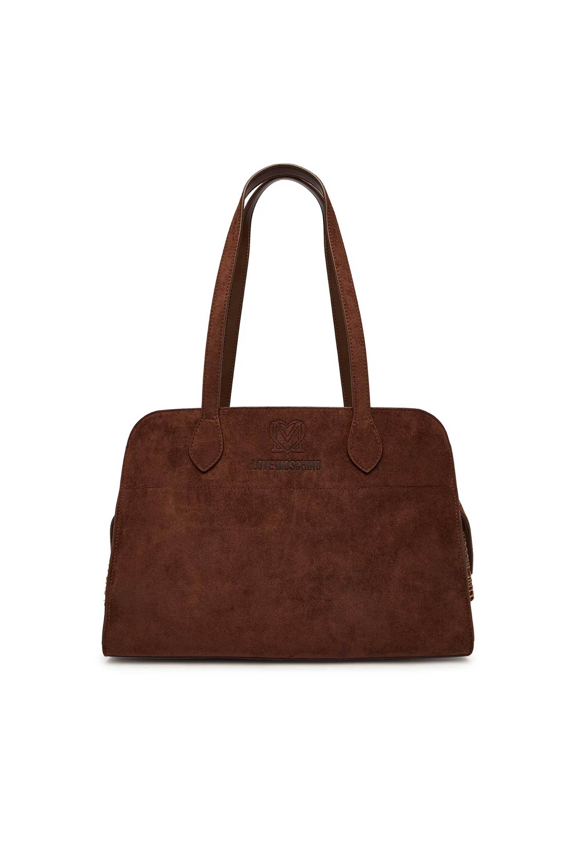 LOVE MOSCHINO Love Moschino γυναικεία τσάντα tote με ανάγλυφο λογότυπο - JC4272PP0OKJ0 Καφέ Σκούρο