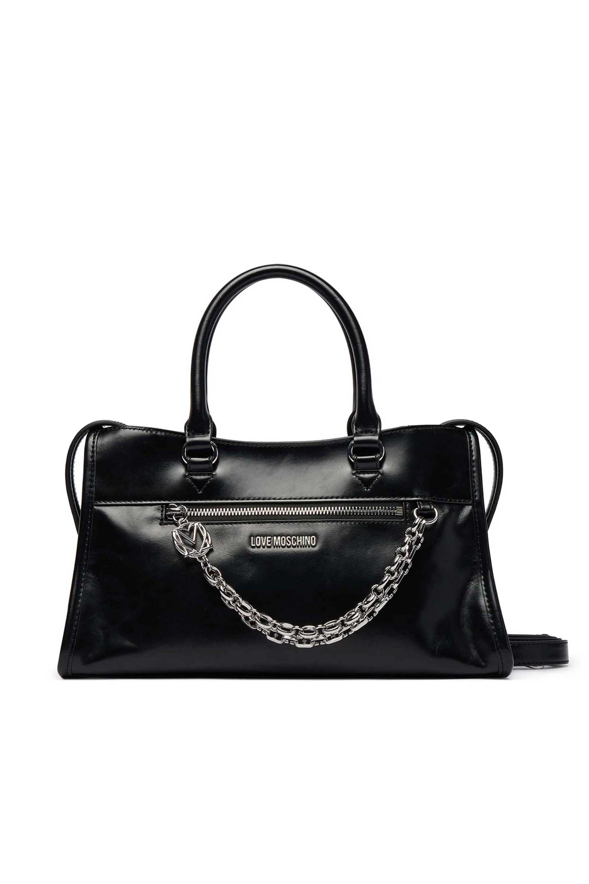 Love Moschino γυναικεία τσάντα χειρός με μεταλλικό λογότυπο - JC4277PP0OK11 Μαύρο