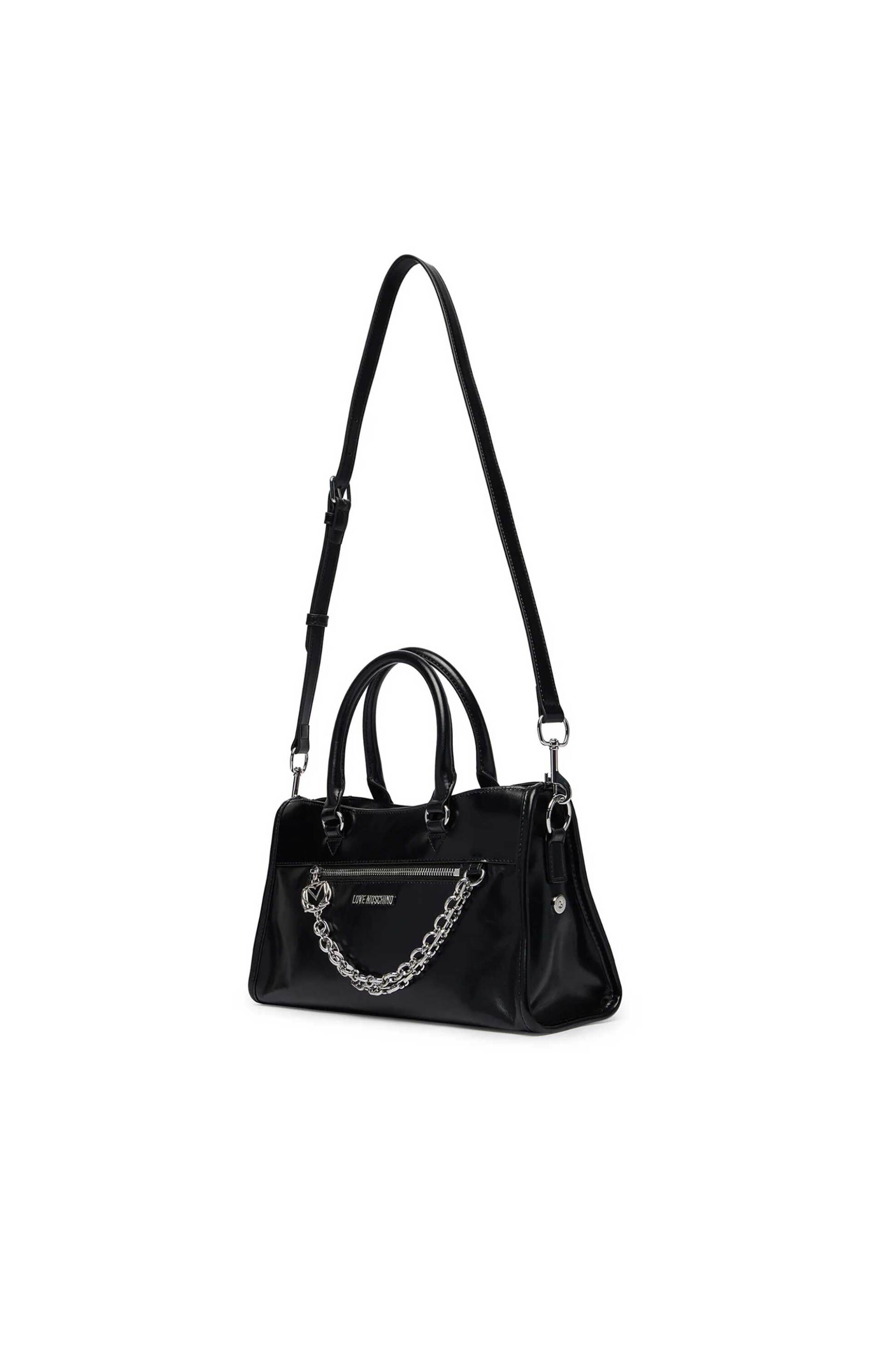LOVE MOSCHINO Love Moschino γυναικεία τσάντα χειρός με μεταλλικό λογότυπο - JC4277PP0OK11 Μαύρο - 3