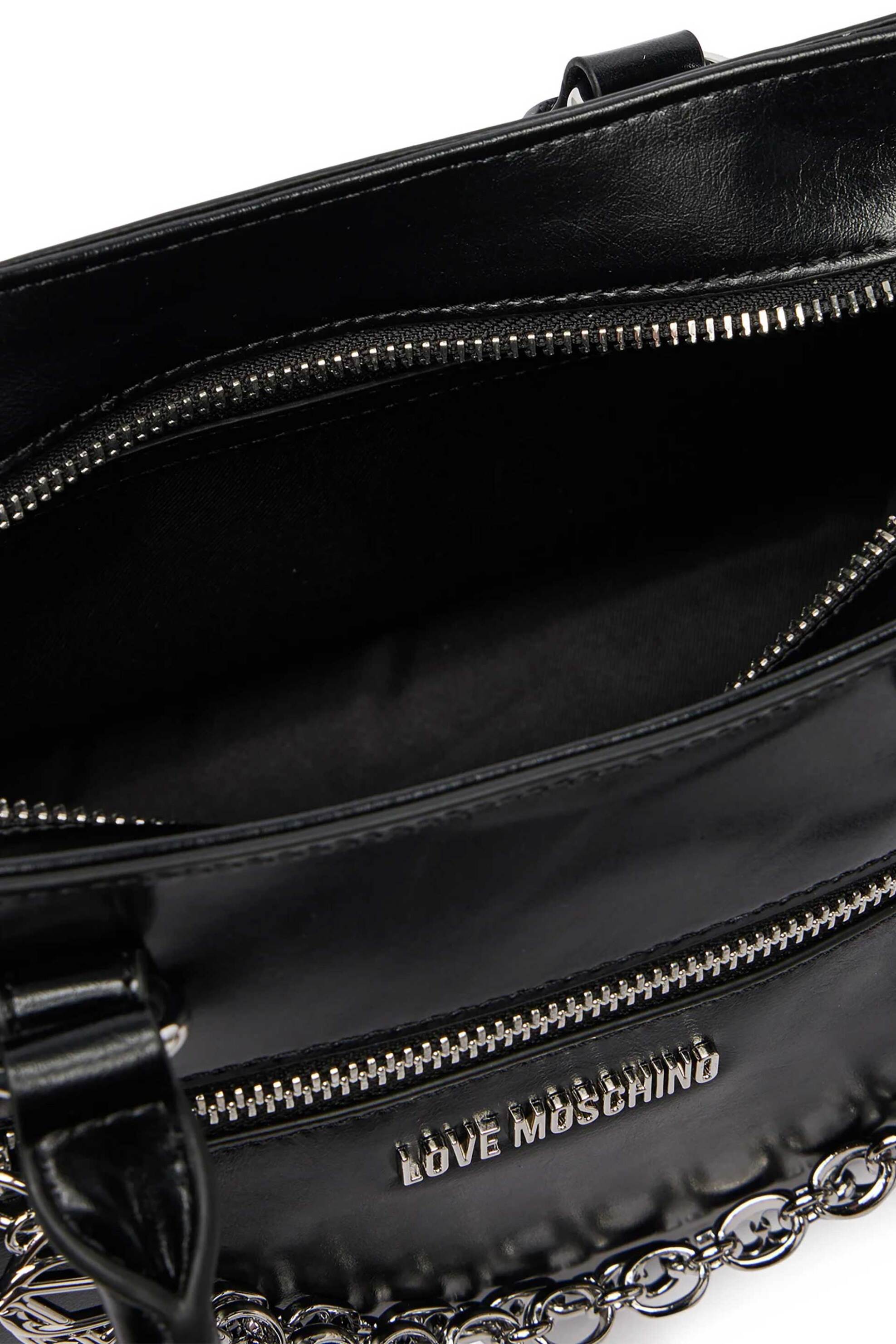 LOVE MOSCHINO Love Moschino γυναικεία τσάντα χειρός με μεταλλικό λογότυπο - JC4277PP0OK11 Μαύρο - 4