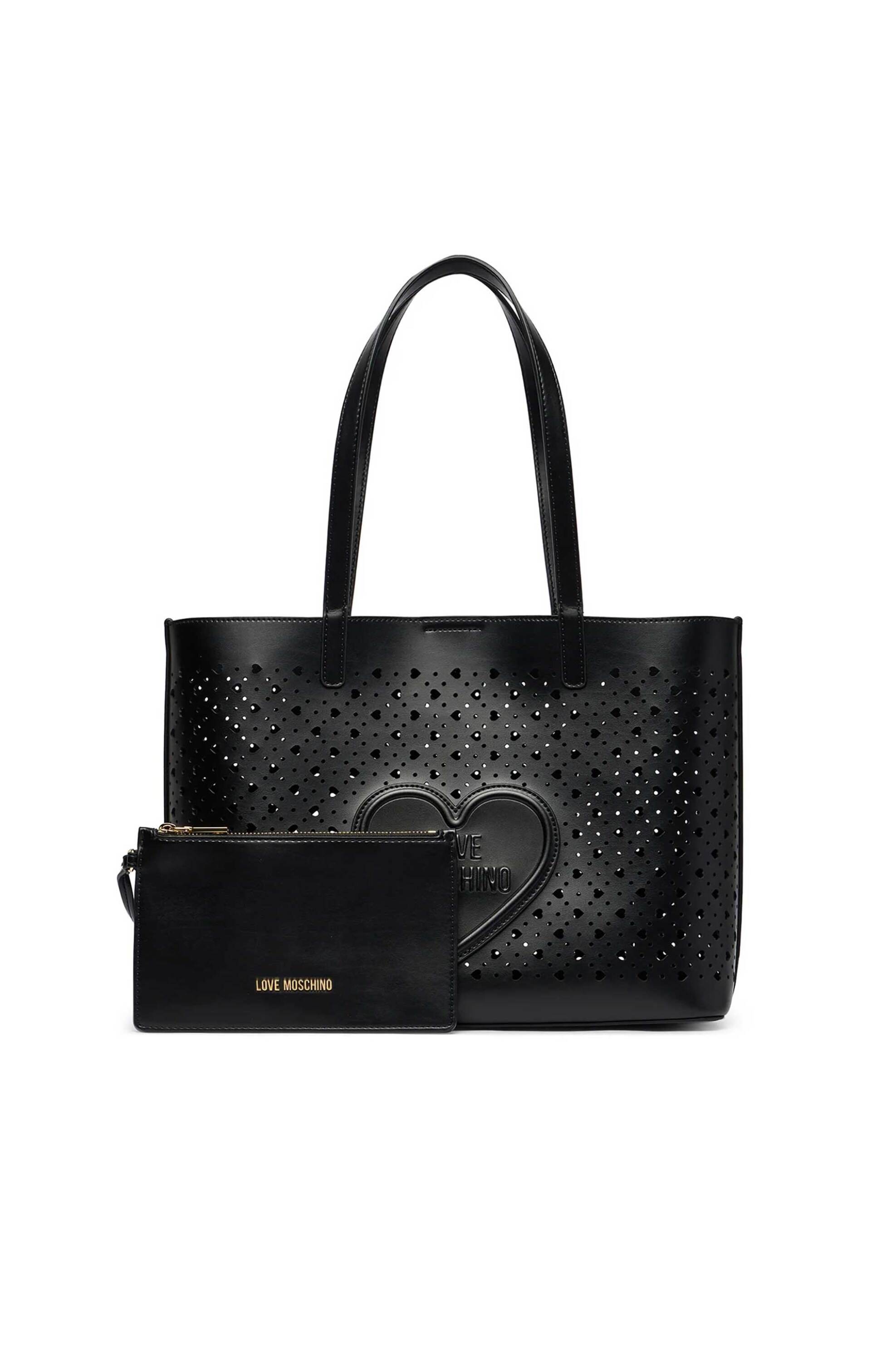 LOVE MOSCHINO Love Moschino γυναικεία τσάντα tote με ανάγλυφο λογότυπο - JC4289PP0OKK0 Μαύρο