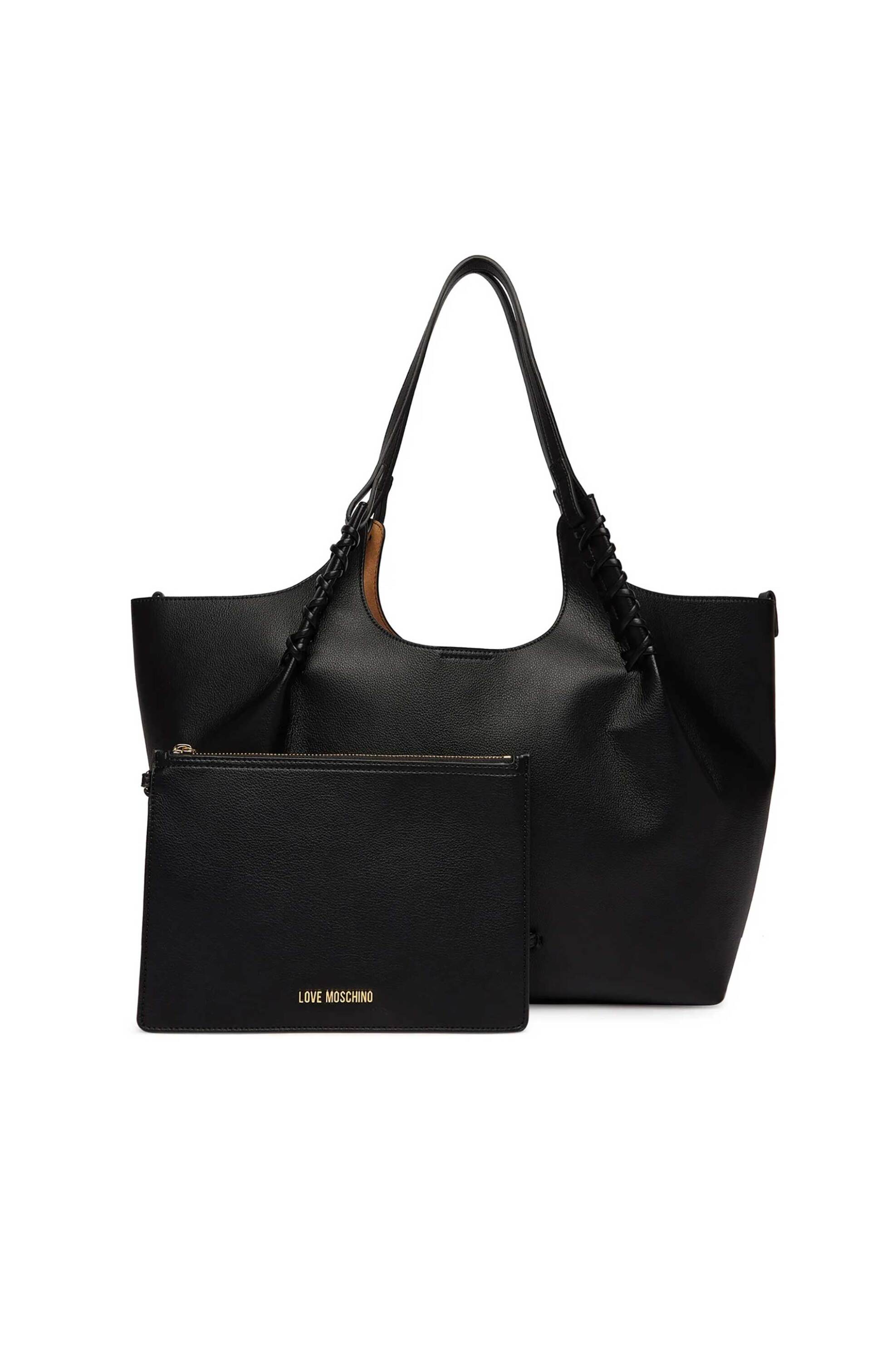 Love Moschino γυναικεία τσάντα tote με μεταλλικό λογότυπο - JC4297PP0OKL0 Μαύρο