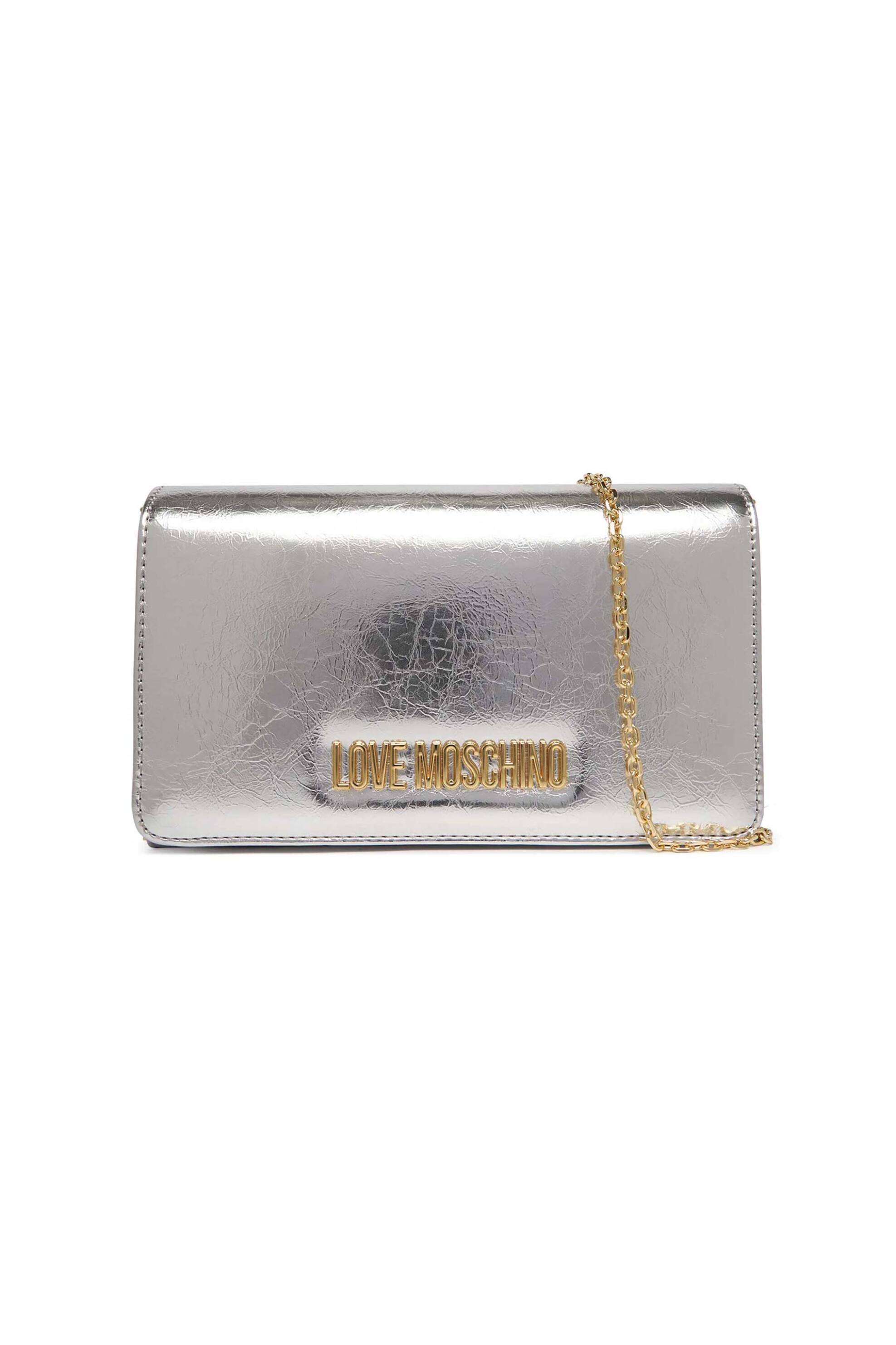 Love Moschino γυναικεία τσάντα clutch με μεταλλικό λογότυπο - JC4345PP0OKQ0 Ασημί