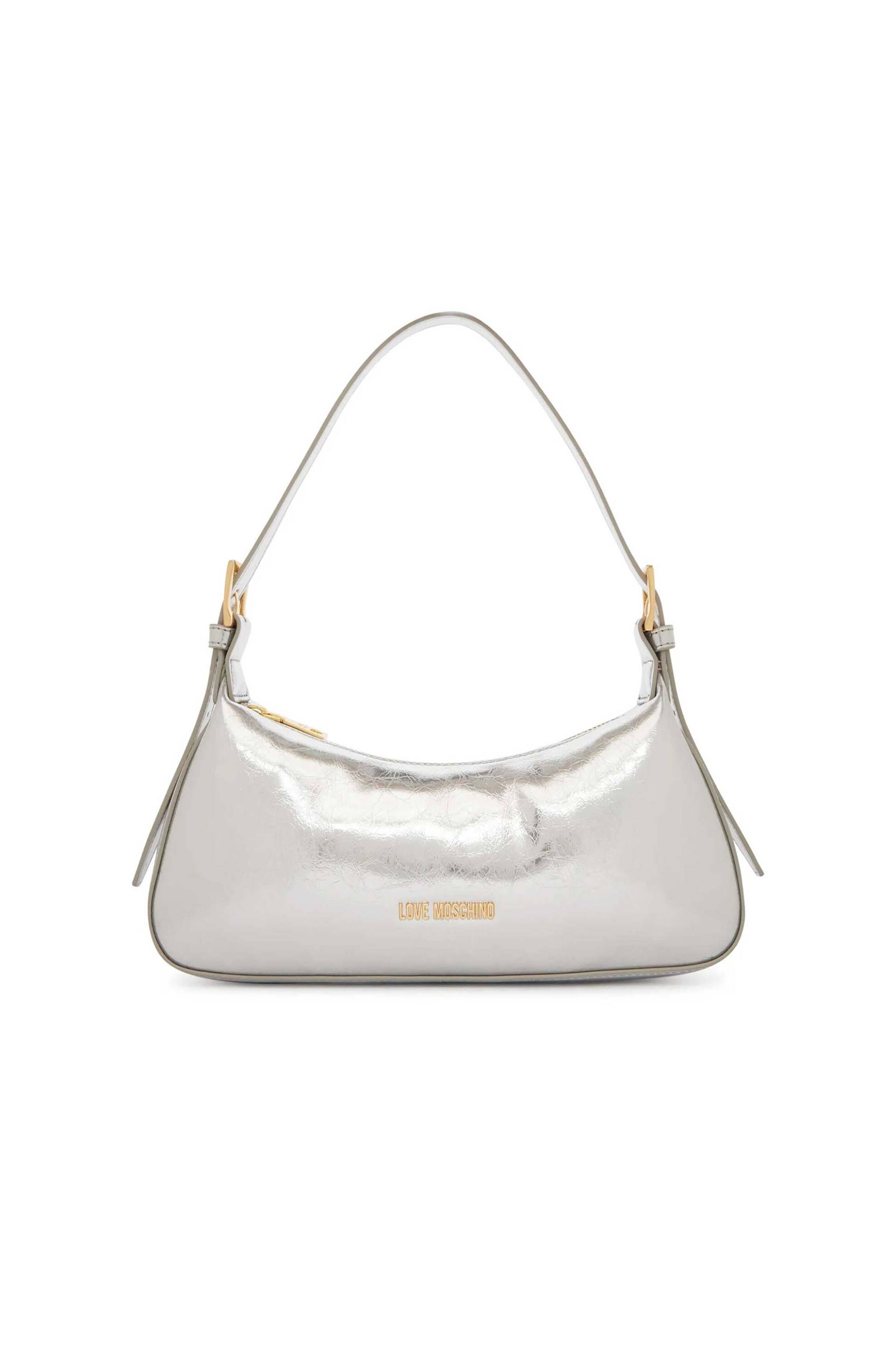 Love Moschino γυναικεία τσάντα ώμου με μεταλλικό λογότυπο - JC4390PP0OKQ0 Ασημί