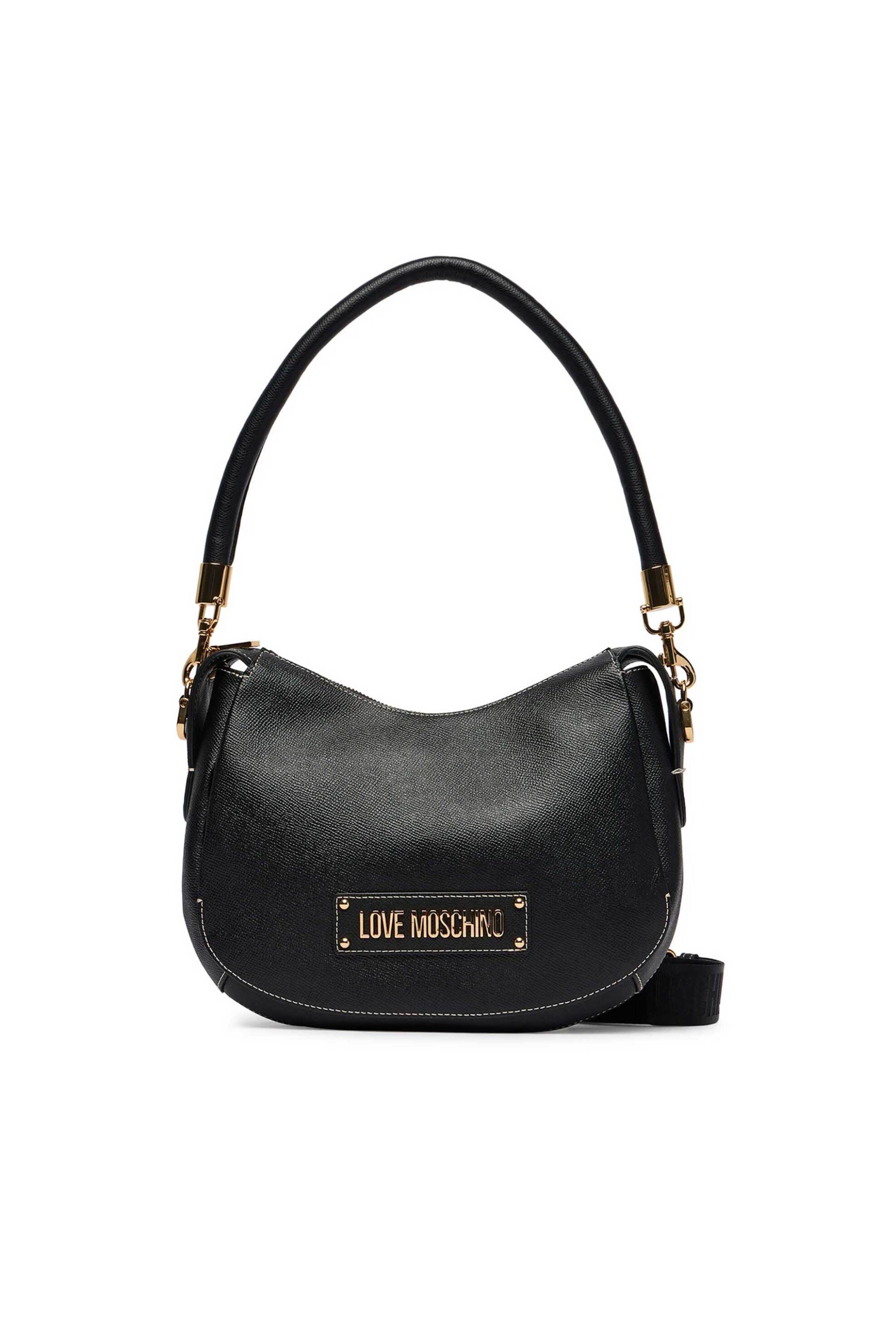 Love Moschino γυναικεία τσάντα ώμου με μεταλλικό λογότυπο - JC4286PP0OK14 Μαύρο