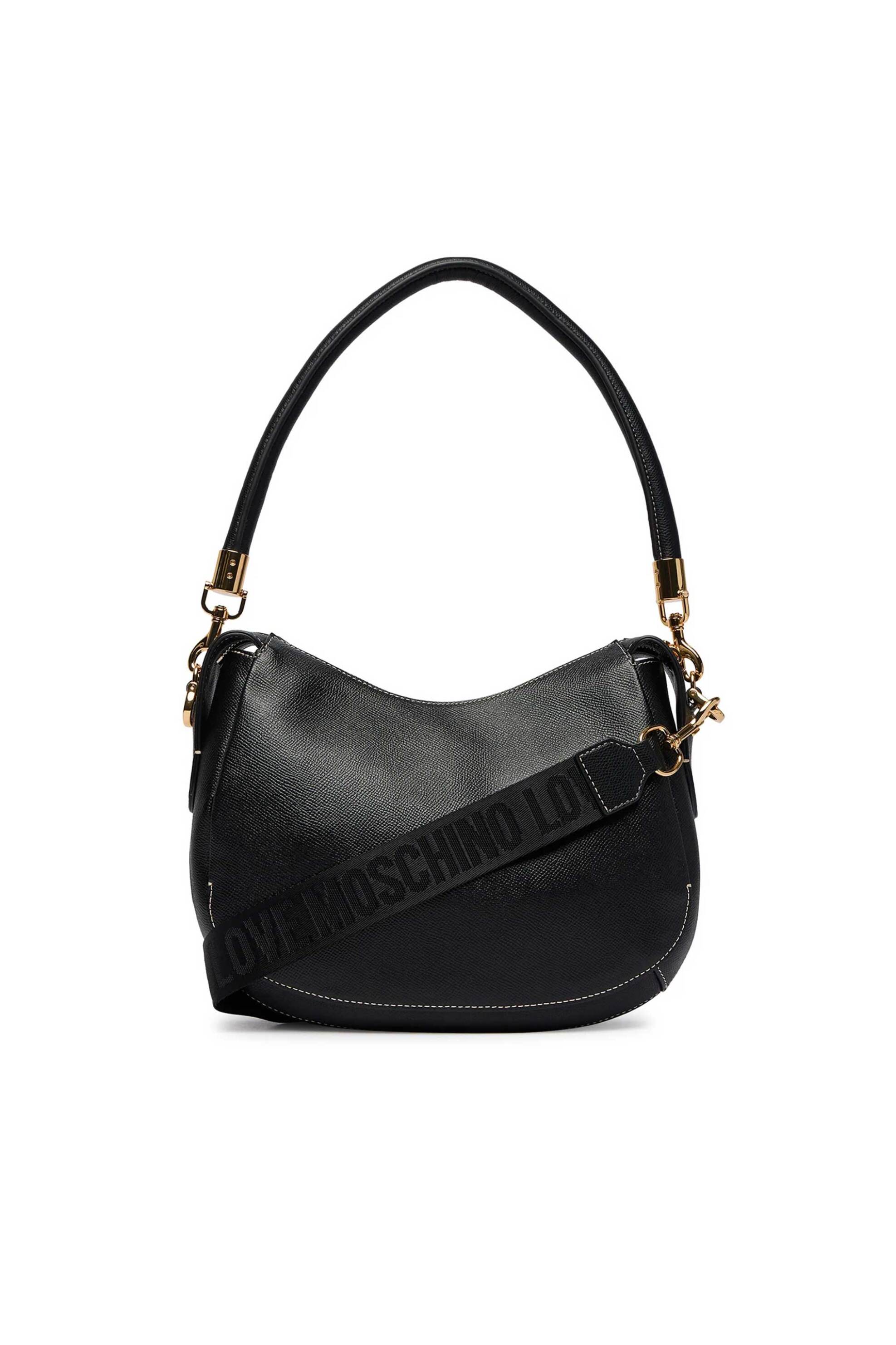 Love Moschino γυναικεία τσάντα ώμου με μεταλλικό λογότυπο - JC4286PP0OK14 Μαύρο