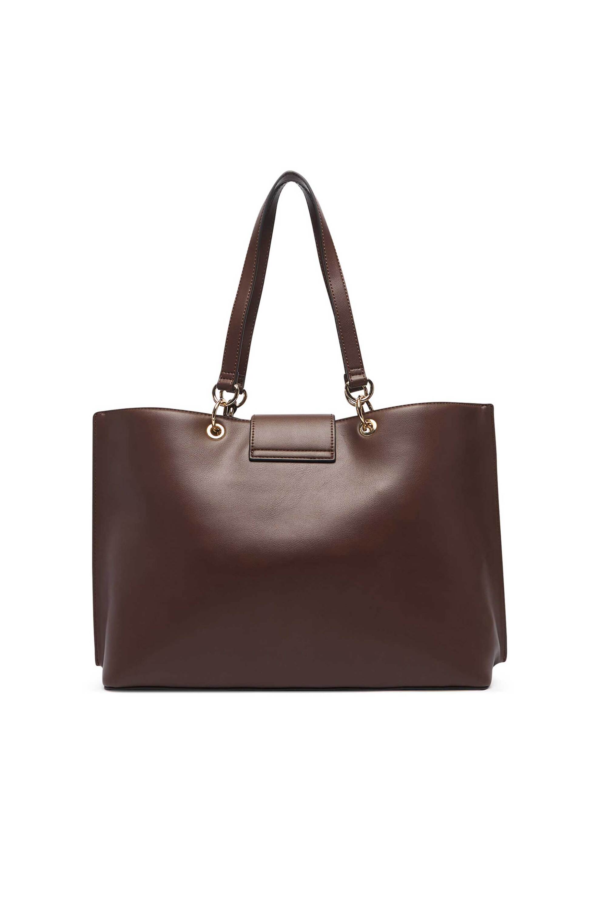LOVE MOSCHINO Love Moschino γυναικεία τσάντα ώμου με μεταλλικό λογότυπο - JC4029PP1PLI0 Καφέ - 4