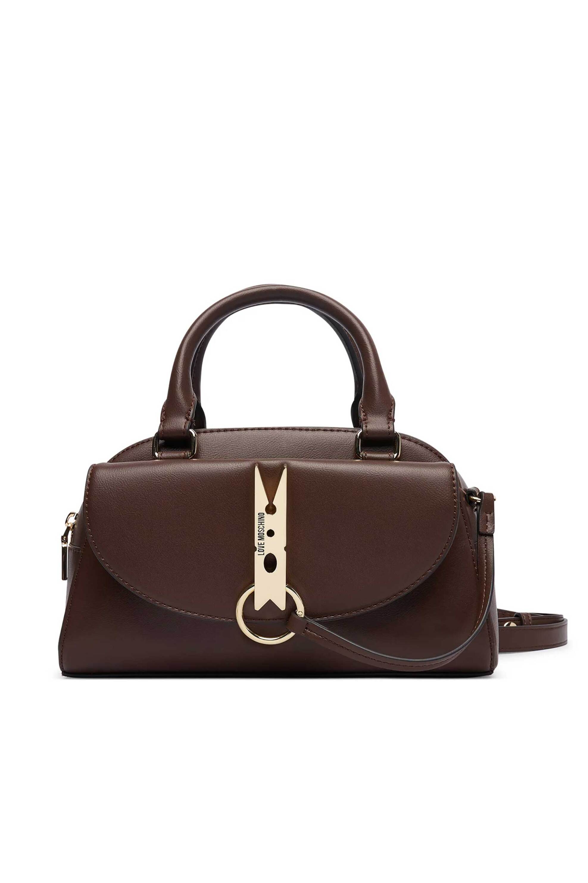 LOVE MOSCHINO Love Moschino γυναικεία τσάντα χειρός με μεταλλικό λογότυπο - JC4030PP1PLI0 Καφέ