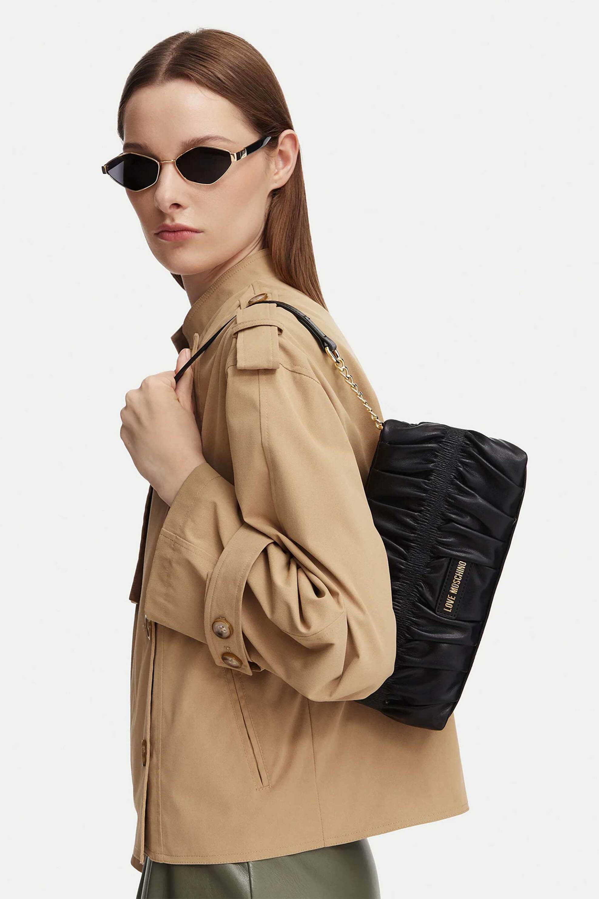 LOVE MOSCHINO Love Moschino γυναικεία τσάντα ώμου με αλυσίδα - JC4089PP1PLU0 Μαύρο - 4