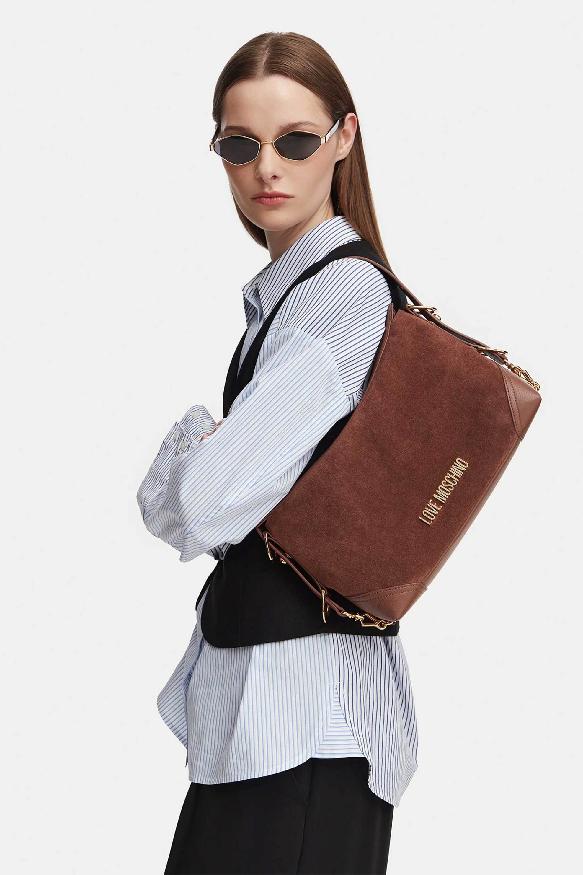 LOVE MOSCHINO Love Moschino γυναικεία τσάντα ώμου με μεταλλικό λογότυπο - JC4091PP1PLD1 Ταμπά - 4