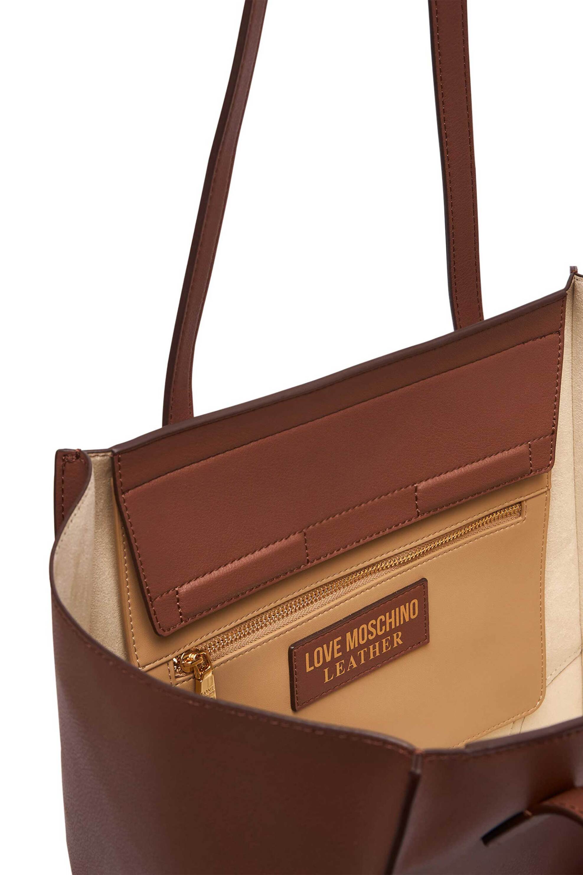 LOVE MOSCHINO Love Moschino γυναικεία τσάντα ώμου tote με μεταλλικές λεπτομέρειες - JC4158PP1PL13 Ταμπά - 4