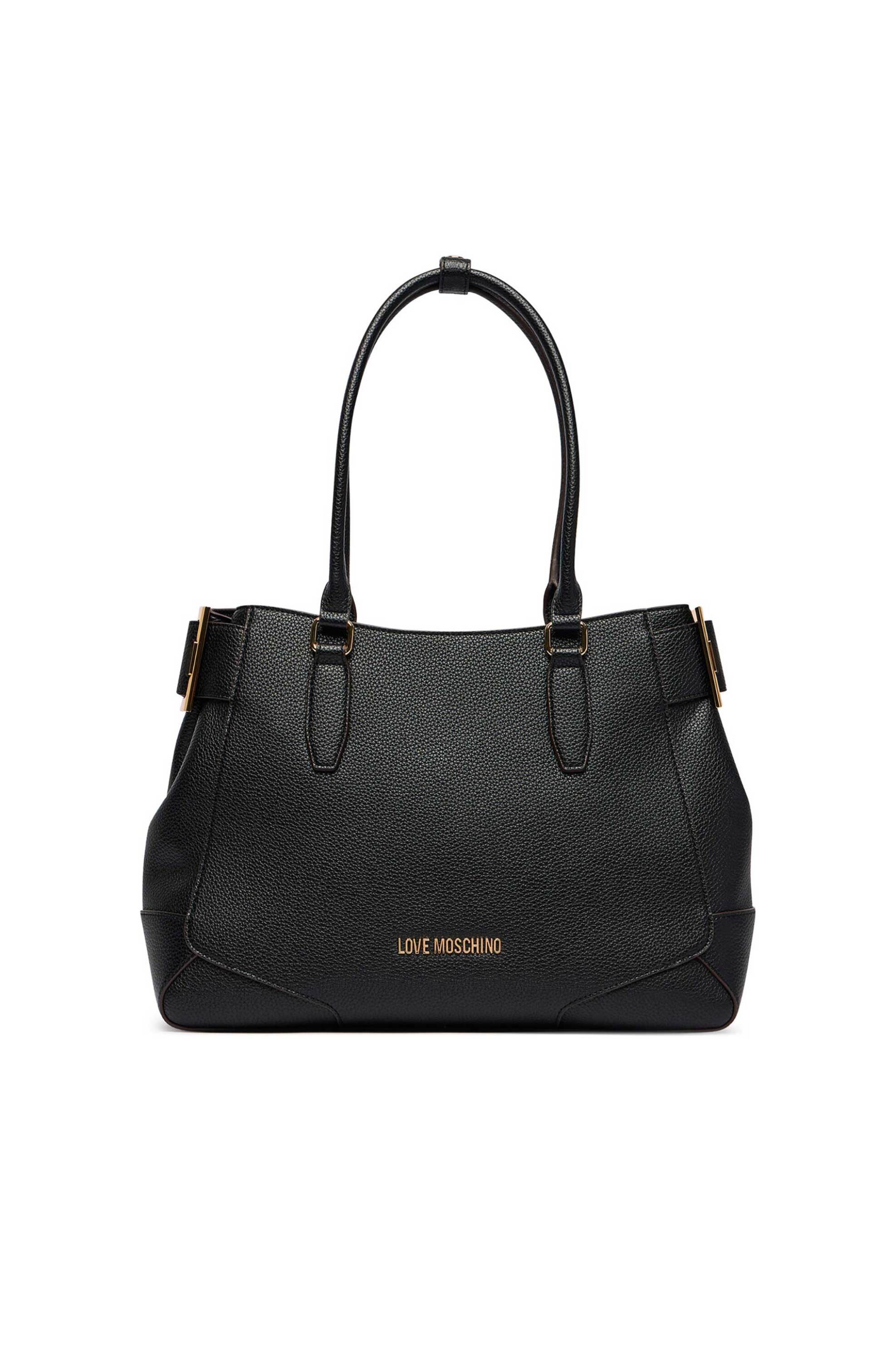 Love Moschino γυναικεία τσάντα ώμου με μεταλλικό λογότυπο - JC4095PP1PLT1 Μαύρο