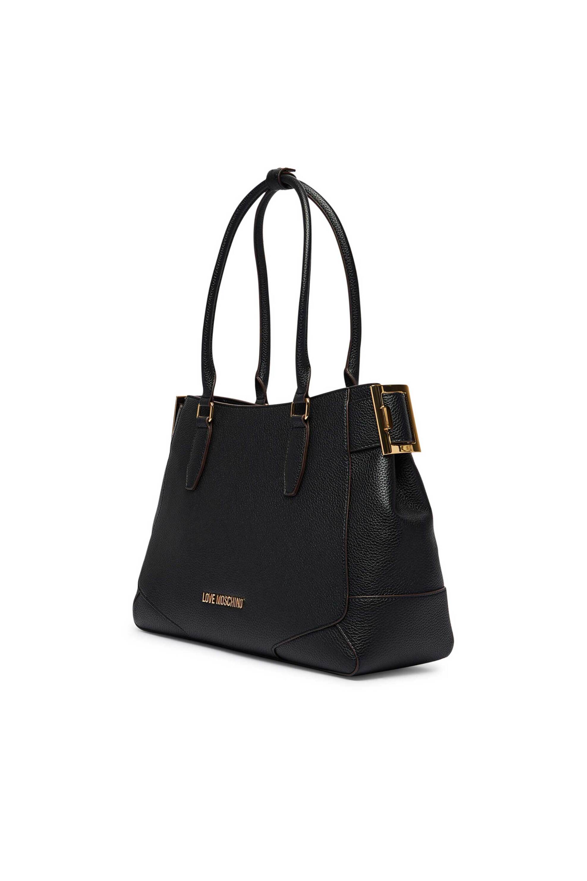 Love Moschino γυναικεία τσάντα ώμου με μεταλλικό λογότυπο - JC4095PP1PLT1 Μαύρο