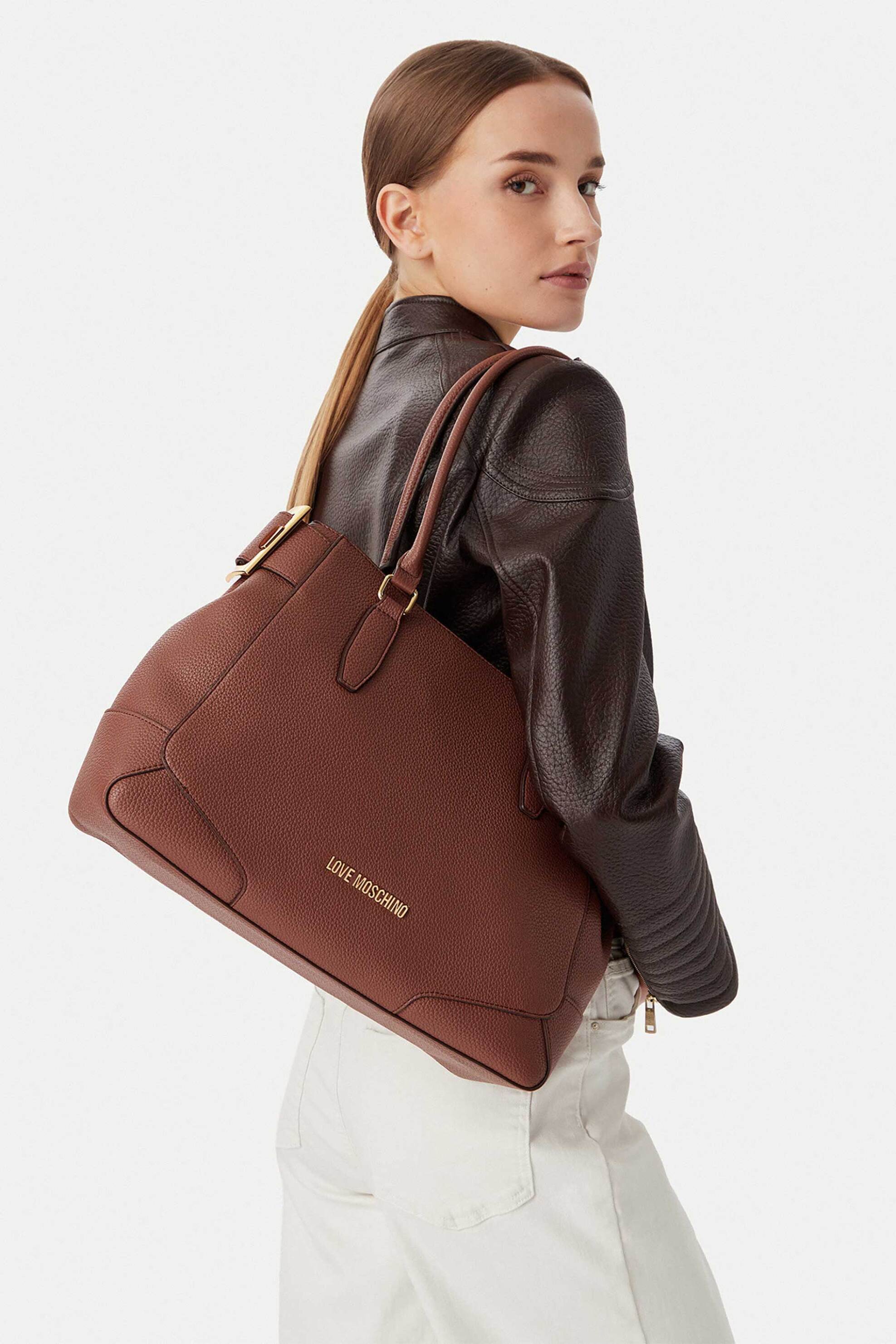 LOVE MOSCHINO Love Moschino γυναικεία τσάντα ώμου με μεταλλικό λογότυπο - JC4095PP1PLT1 Ταμπά - 4