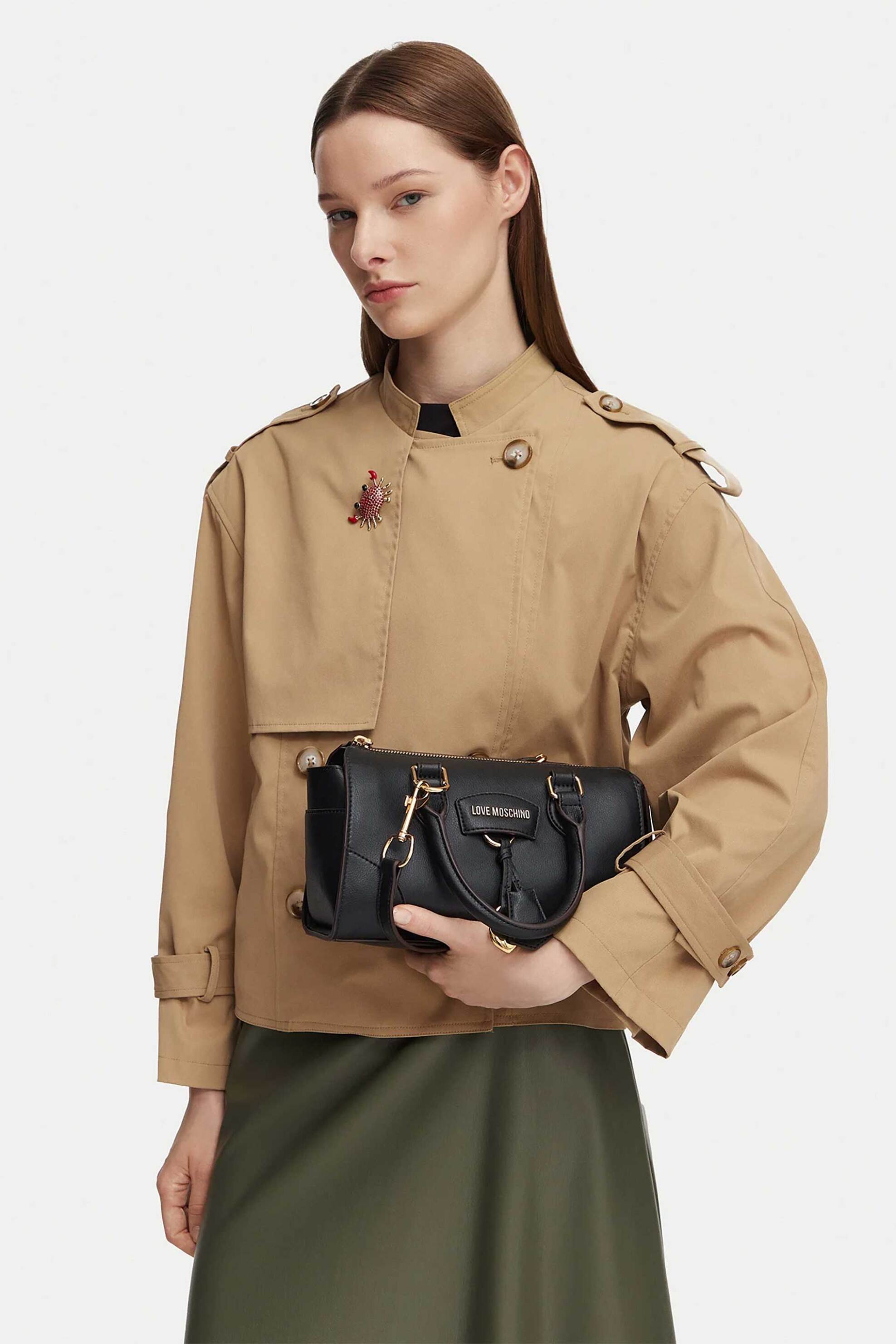 LOVE MOSCHINO Love Moschino γυναικεία τσάντα χειρός με μεταλλικό λογότυπο - JC4157PP1PL13 Μαύρο - 4