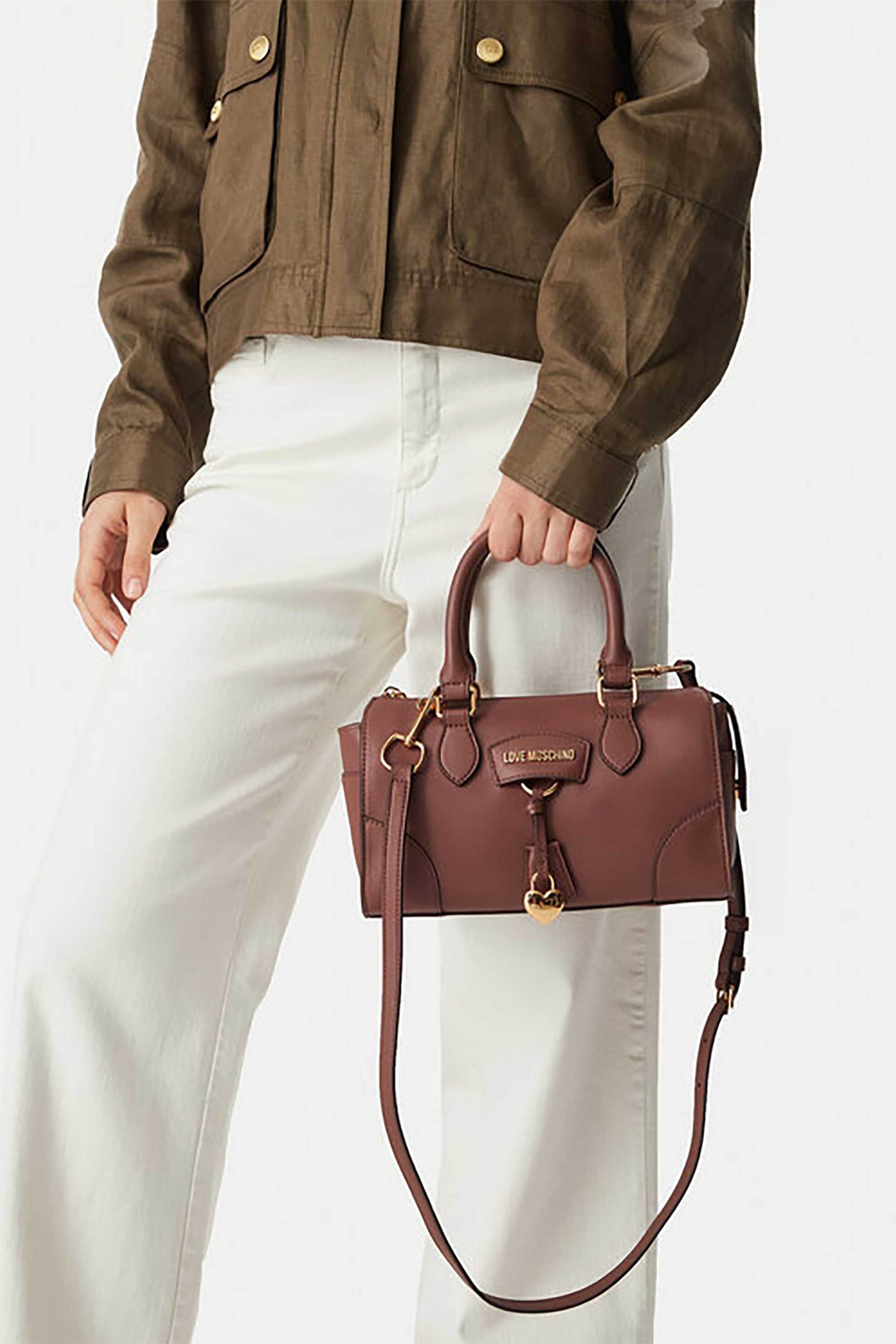 LOVE MOSCHINO Love Moschino γυναικεία τσάντα χειρός με μεταλλικό λογότυπο - JC4157PP1PL13 Ταμπά - 4