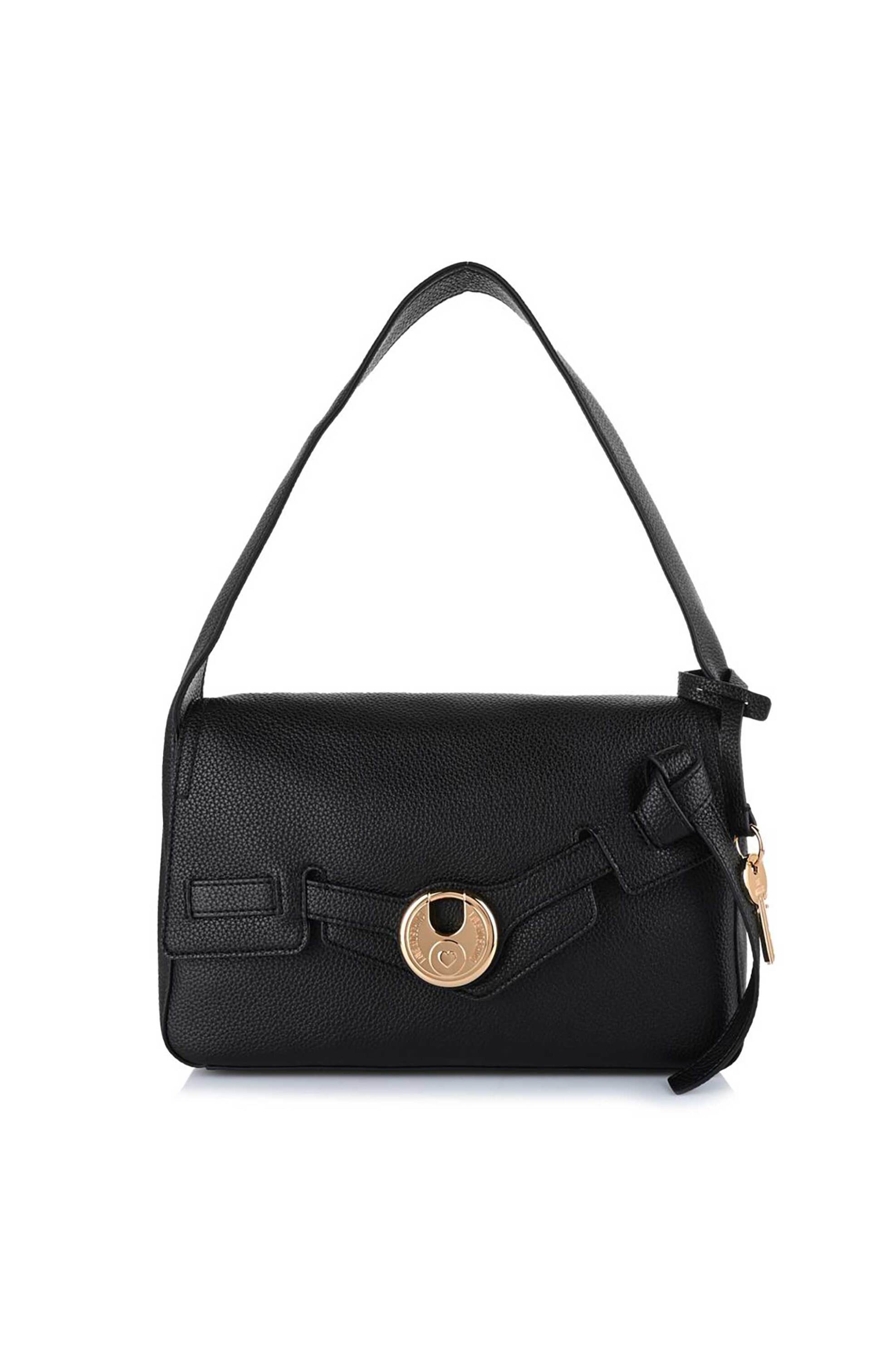 Love Moschino γυναικεία τσάντα ώμου με flap κλείσιμο και μεταλλικό λογότυπο - JC4275PP0PKS0 Μαύρο