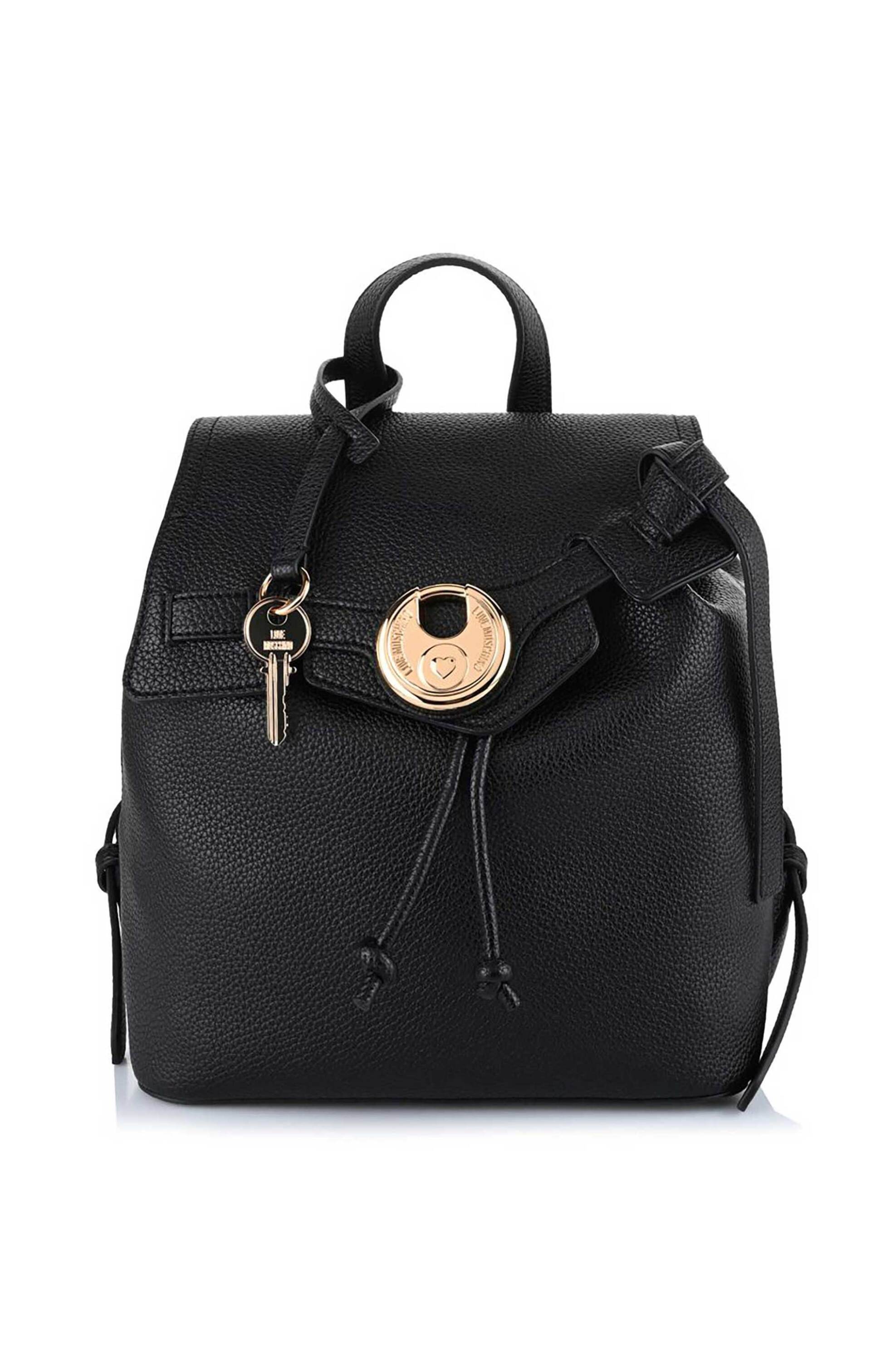 LOVE MOSCHINO Love Moschino γυναικείο backpack με μεταλλικό λογότυπο - JC4278PP0PKS0 Μαύρο