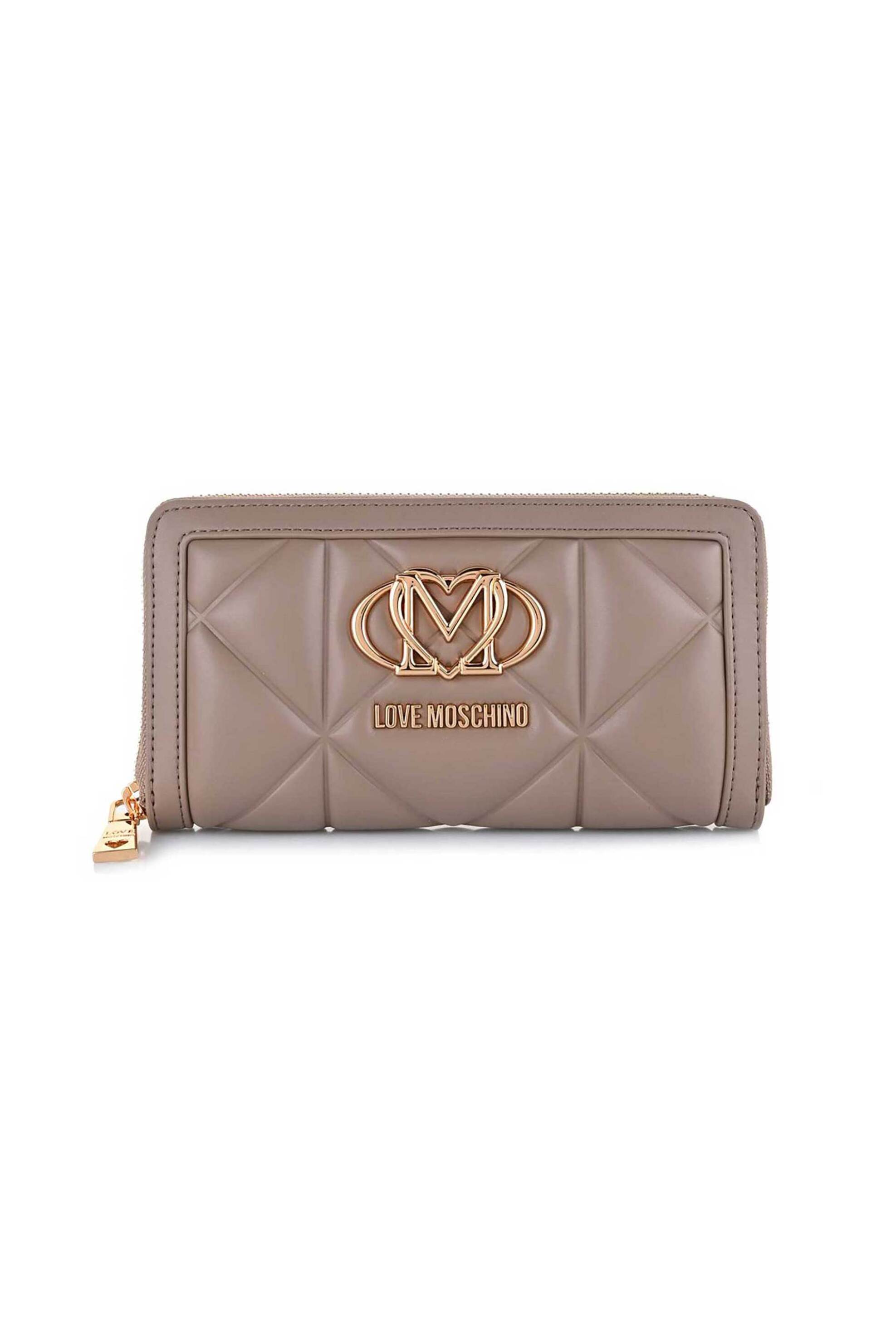 Love Moschino γυναικείο πορτοφόλι καπιτονέ με μεταλλικό λογότυπο - JC5644PP0PLC0 Μπεζ