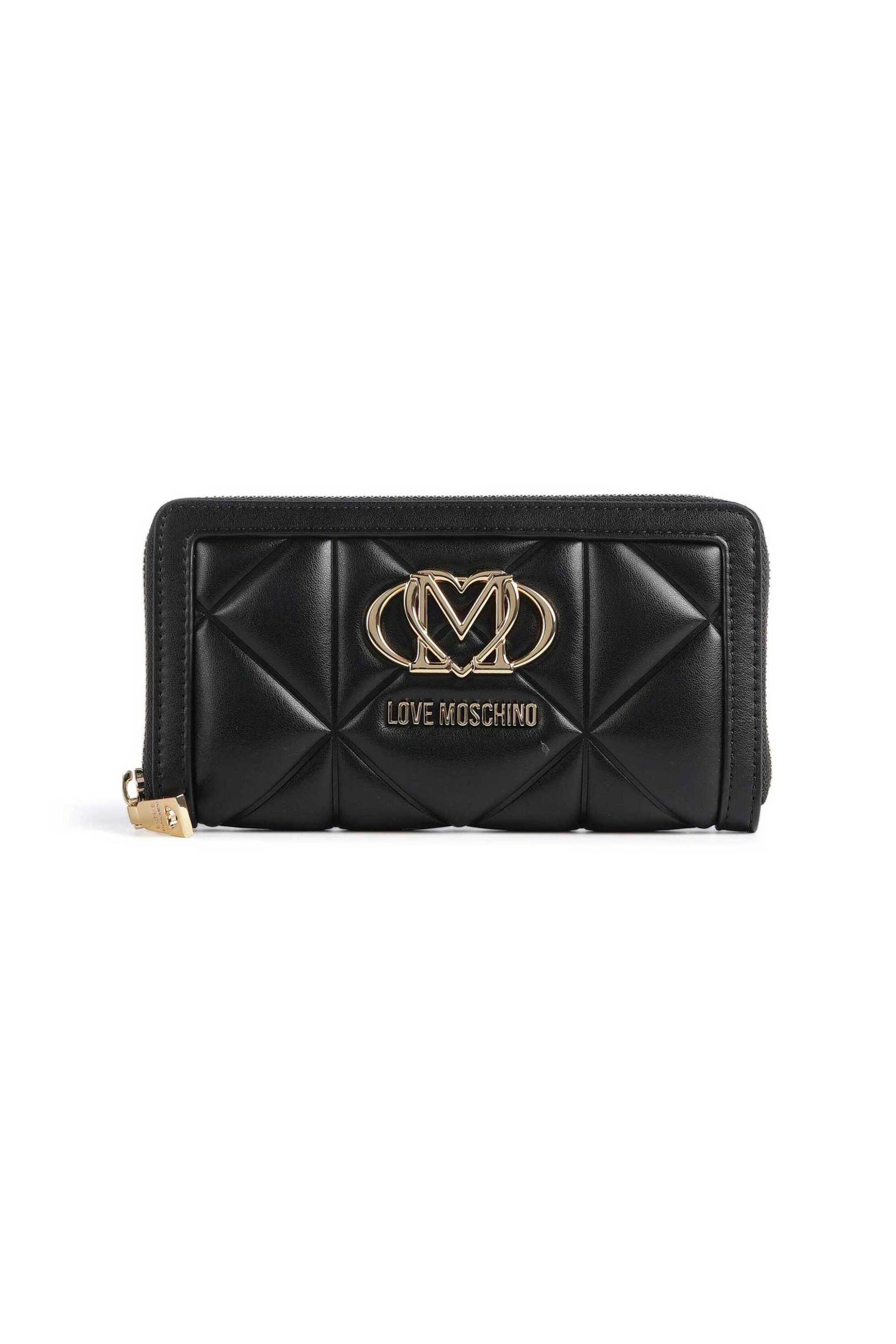 Love Moschino γυναικείο πορτοφόλι καπιτονέ με μεταλλικό λογότυπο - JC5644PP0PLC0 Μαύρο