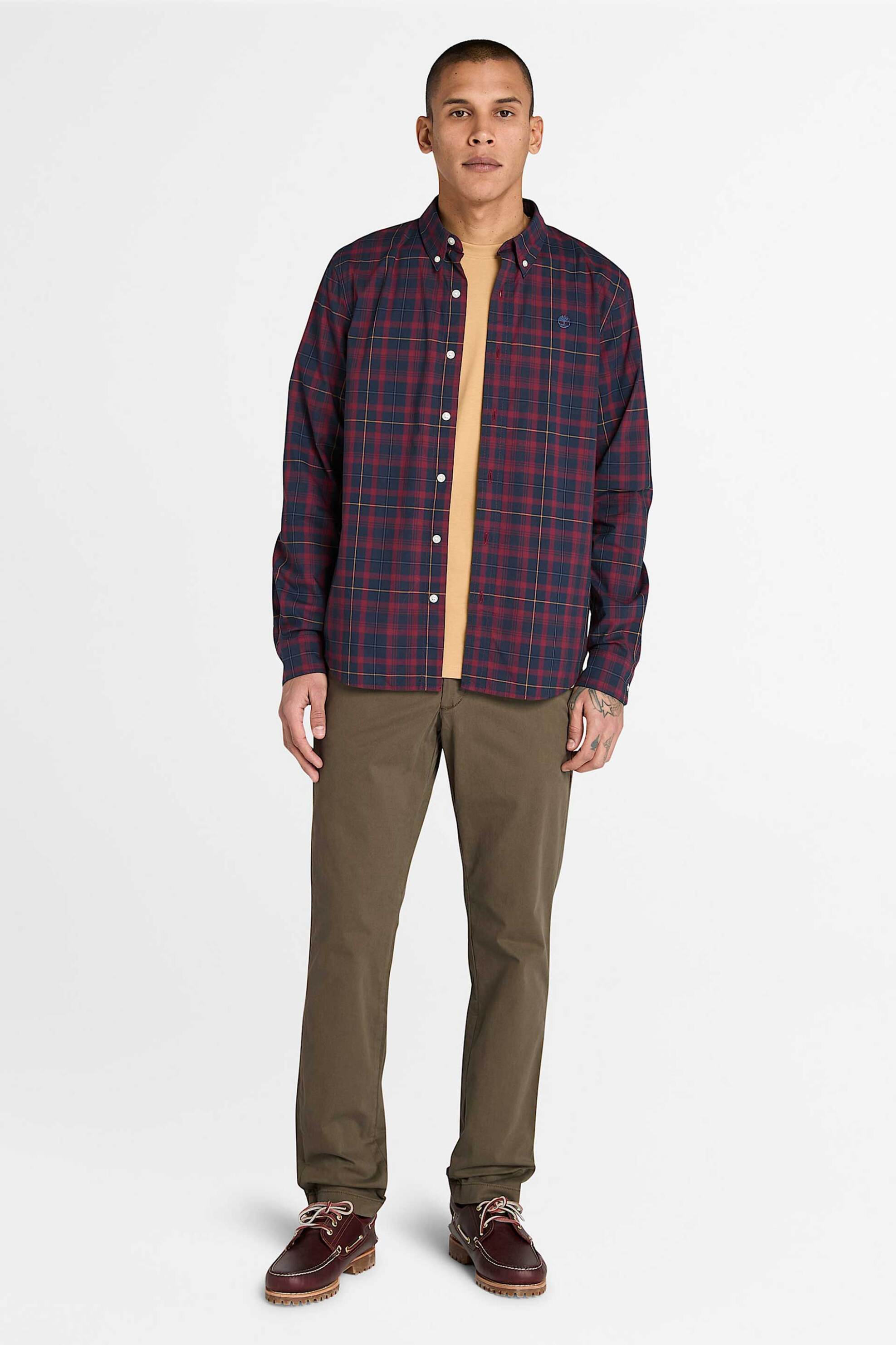 Timberland ανδρικό παντελόνι chino μονόχρωμο Slim Fit "Claremont Twill" - TB0A2BYYA581 Λαδί