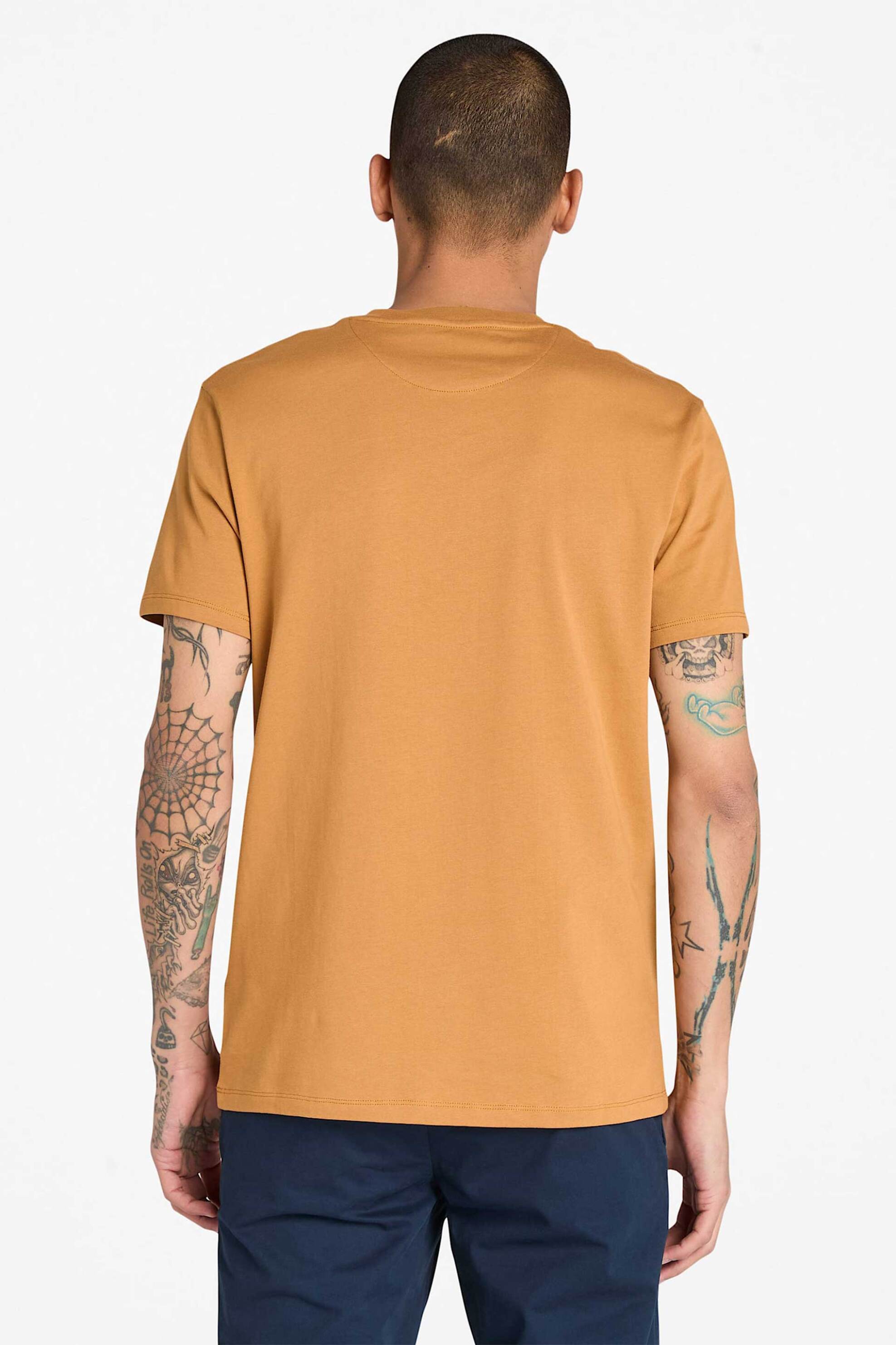 Timberland Ανδρικό T-Shirt με Κεντημένο Tree Logo Slim Fit Dunstan River - Tb0A2Bprp471 Καμηλό