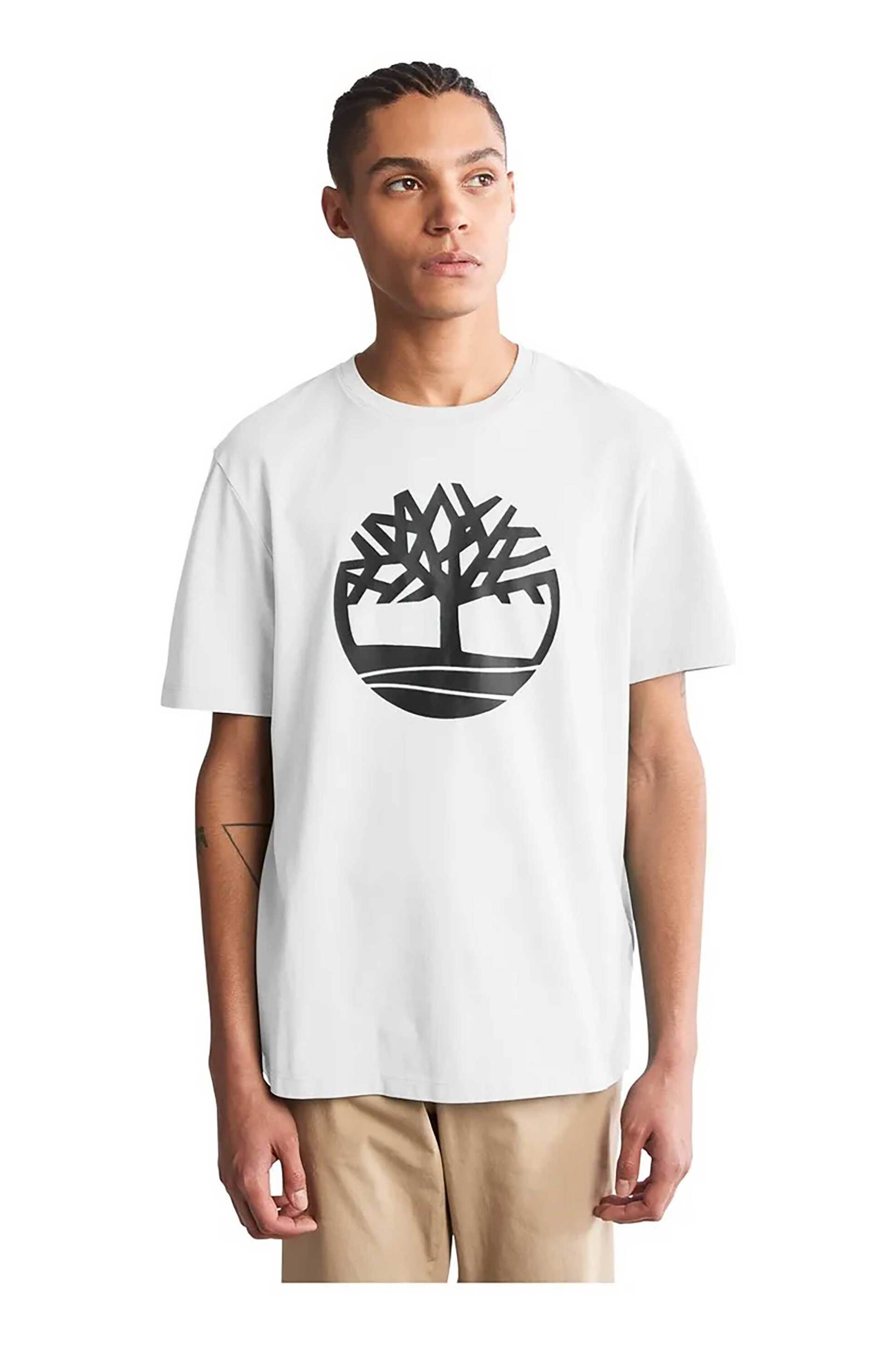 Timberland ανδρικό T-shirt με tree logo print Regular Fit "Kennebec River" - TB0A2C2R1001 Λευκό