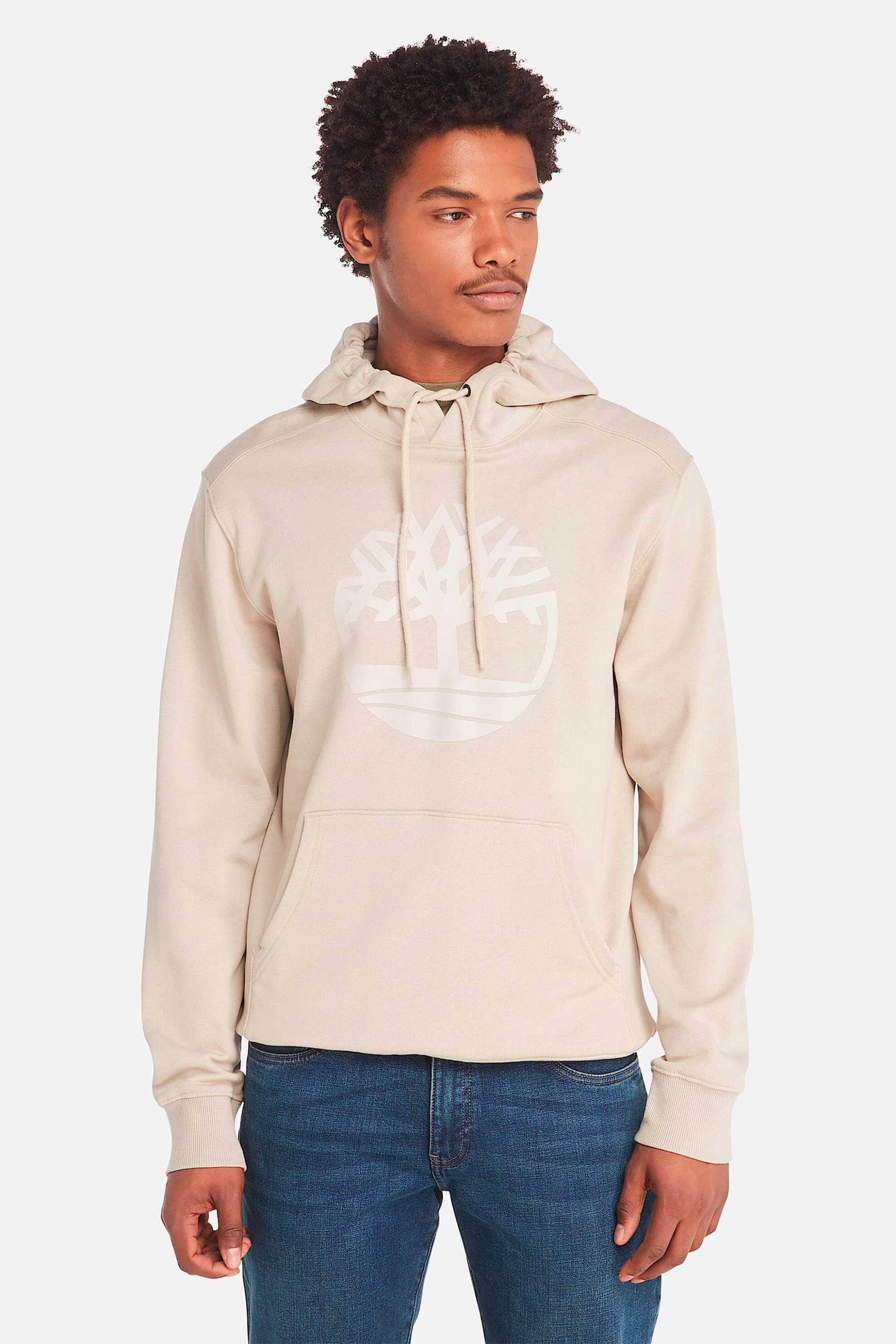 Timberland ανδρική μπλούζα φούτερ με κουκούλα και λογότυπο Regular Fit "Kennebec River" - TB0A2BJHCY21 Κρέμ