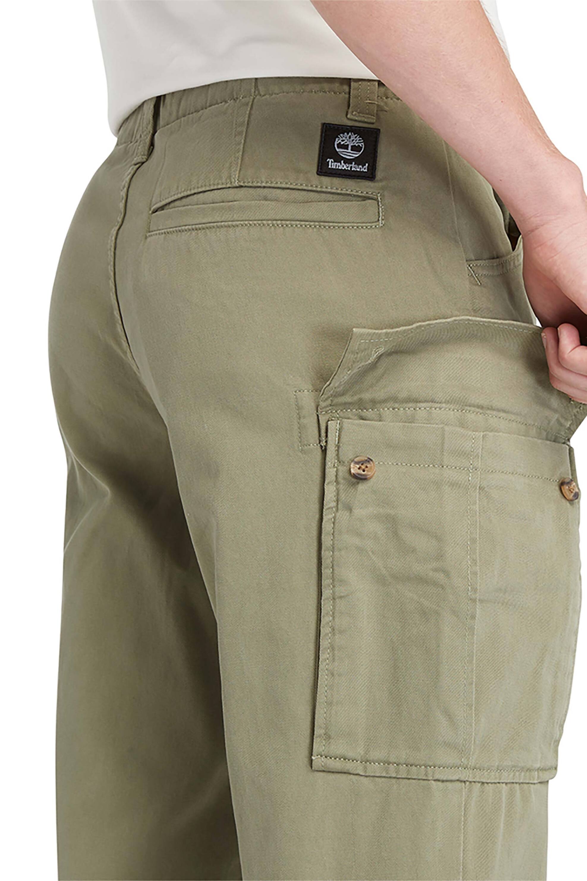 Timberland ανδρικό cargo παντελόνι μονόχρωμο "Brookline Twill" - TB0A5TVY5901 Χακί φωτογραφία