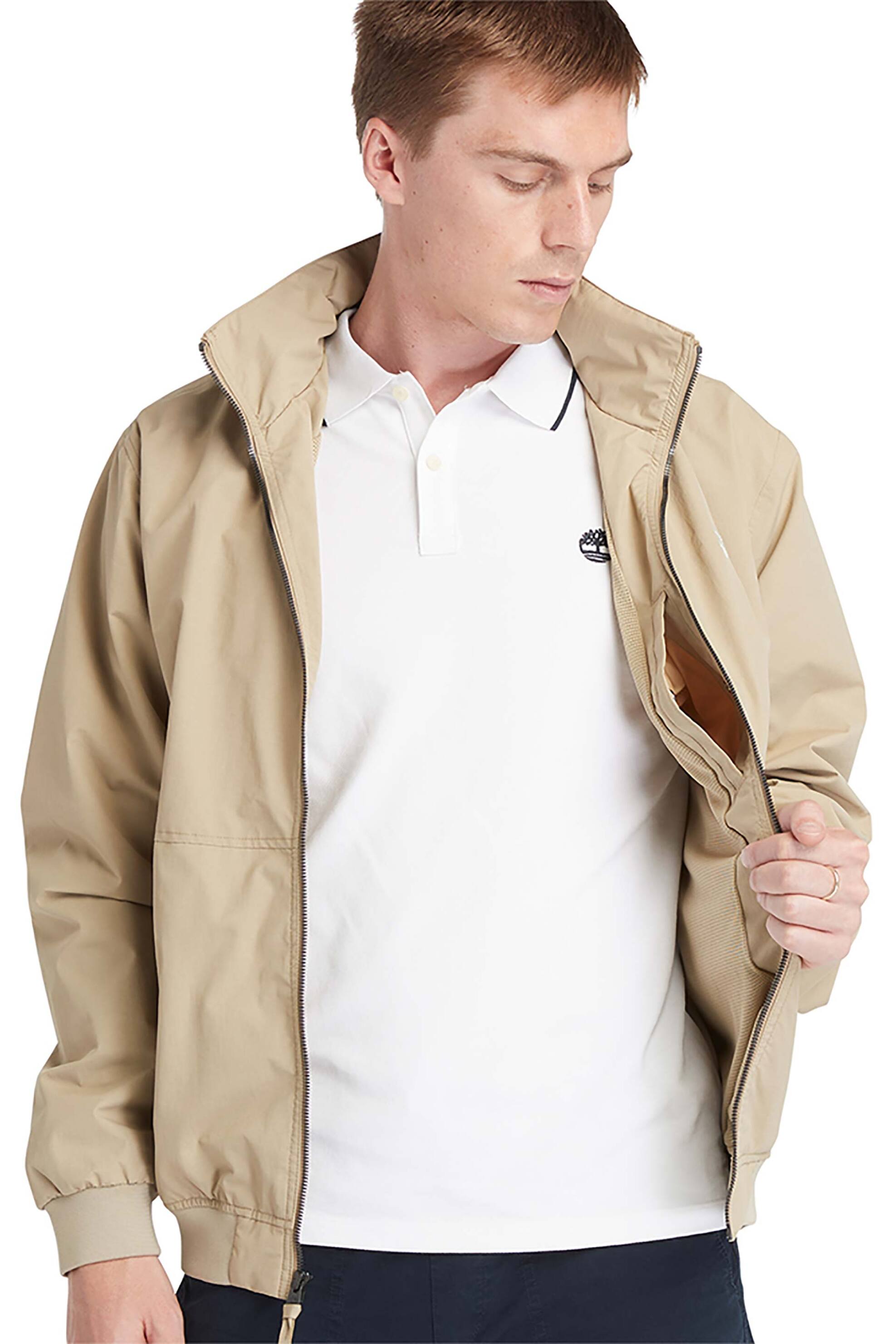 Timberland Ανδρικό Bomber Jacket Αδιάβροχο με Κουκούλα - Tb0A5Wwbdh41 Μπεζ