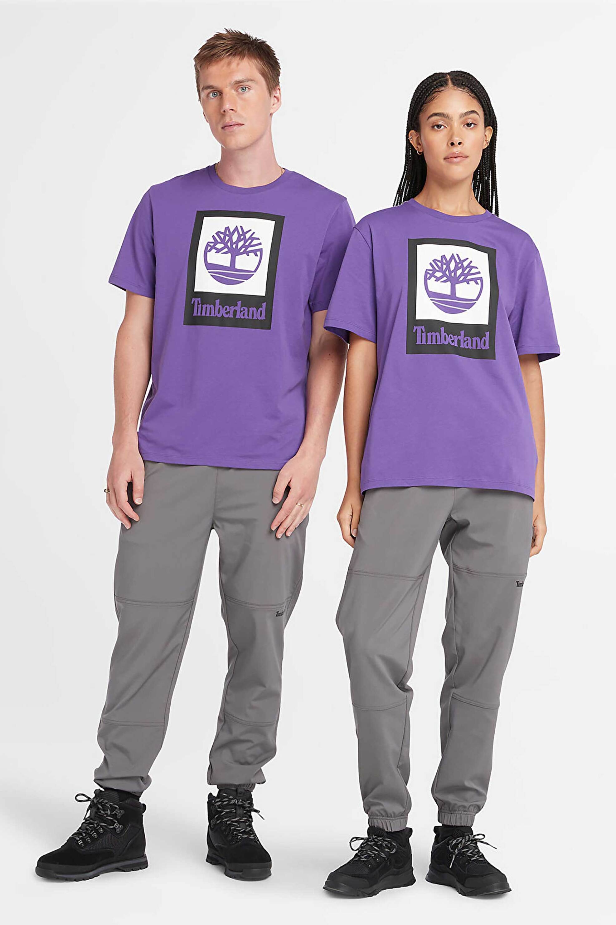 Ανδρική Μόδα > Ανδρικά Ρούχα > Ανδρικές Μπλούζες > Ανδρικά T-Shirts Timberland unisex T-shirt Authentic Fit "Vertical Stacked Logo" - TB0A5QS2EJ91 Μοβ