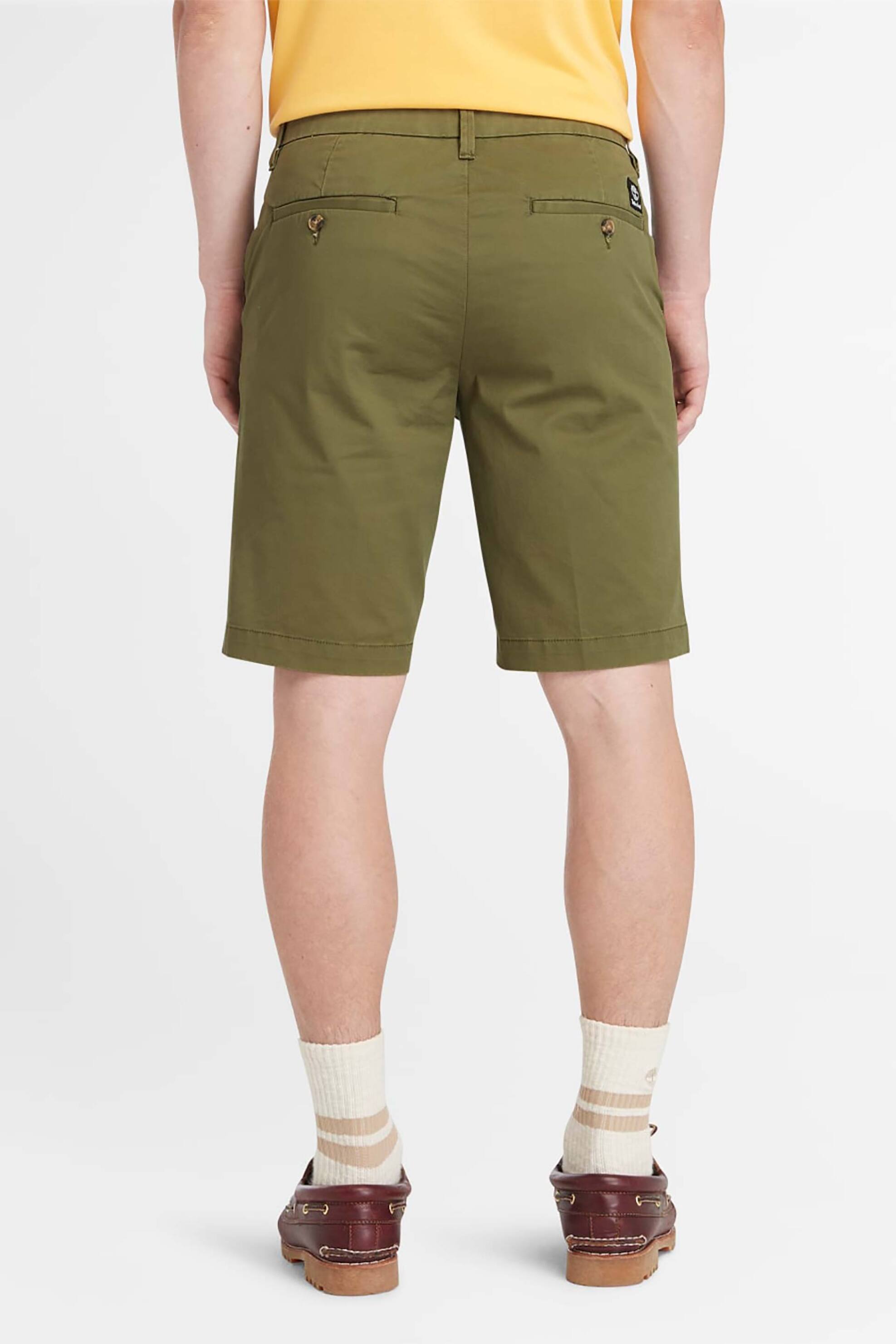 Timberland ανδρική chino βερμούδα μονόχρωμη με τσέπες και logo patch πίσω - TB0A2DFMEG51 Λαδί φωτογραφία